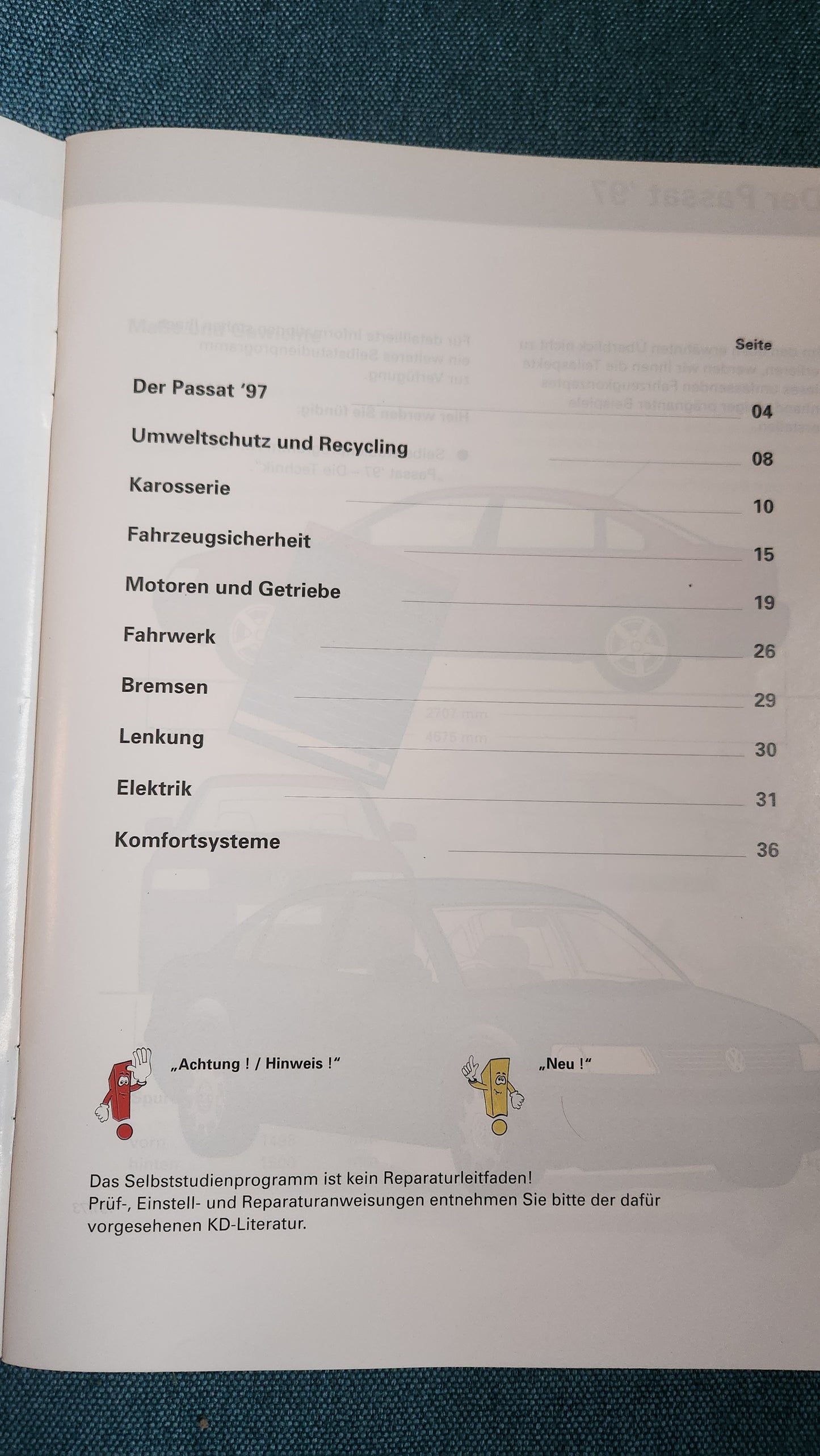 The Passat 3B/BG 97: Introduction to Self-Study Program No. 191, Workshop Manual, Repair Guide