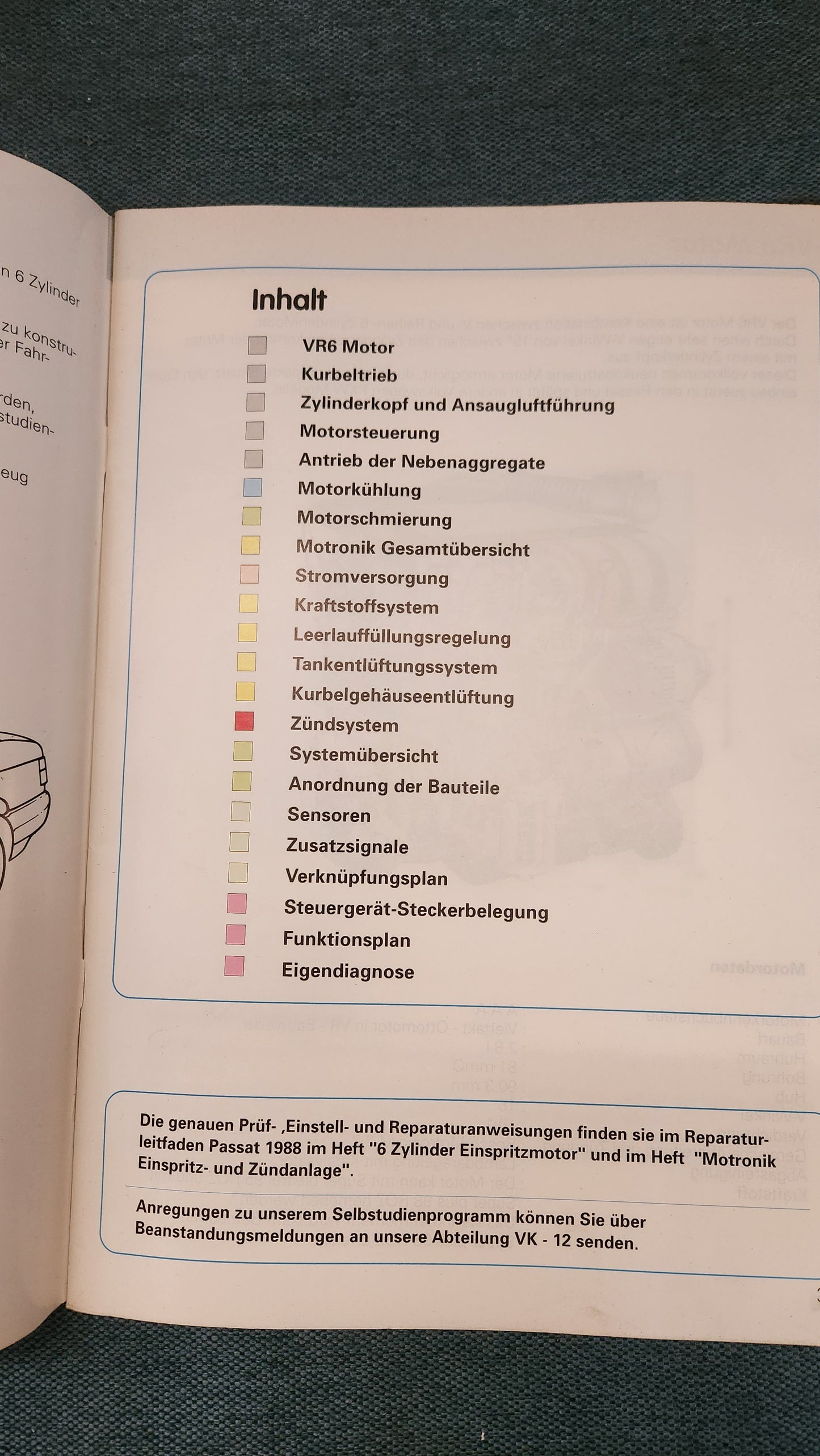 Vr6 Motor Golf 3 Passat 35I Vento Selbststudienprogramm Nr. 127 Reparaturleitfaden Werkstattbuch