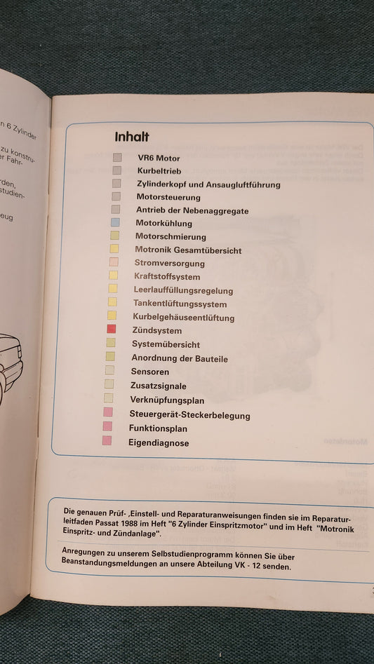 Vr6 Motor Golf 3 Passat 35I Vento Selbststudienprogramm Nr. 127 Reparaturleitfaden Werkstattbuch