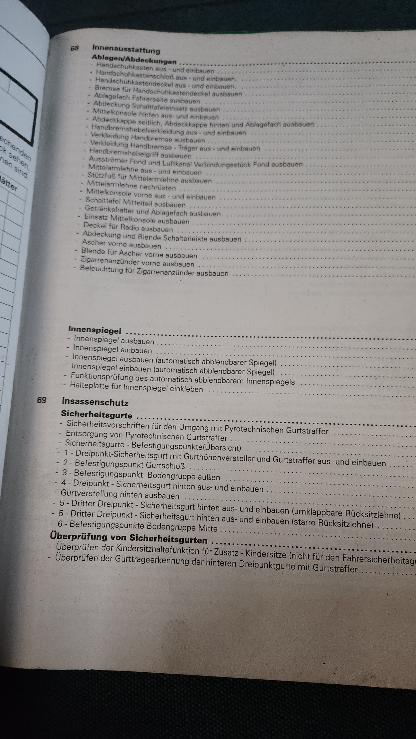Audi A6 C5 Karosserie Montagearbeiten Innen Werkstattbuch Reparaturleitfaden