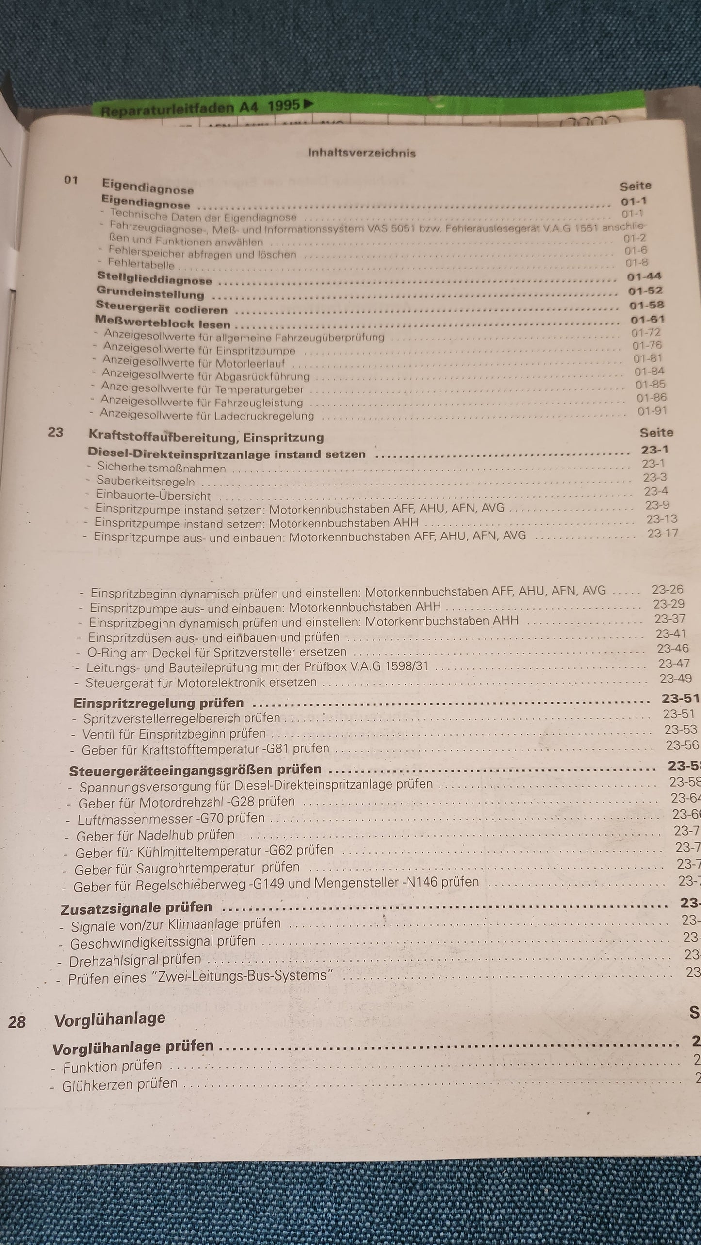 Audi A4 B5 AFF AFN ANH AHU AVG Engine Repair Manual Workshop Manual