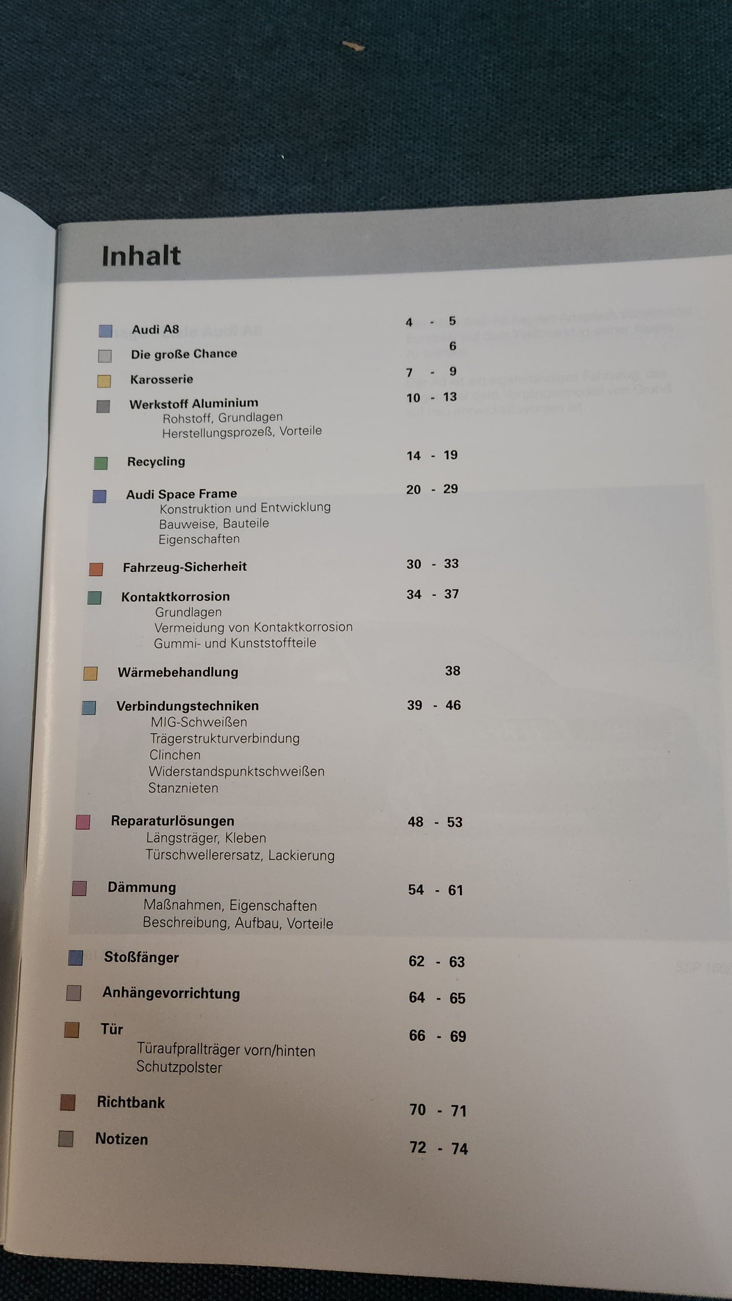 Aluminiumkarosserie Audi A8 Selbststudienprogramm Nr.160 Reparaturleitfaden Werkstattbuch