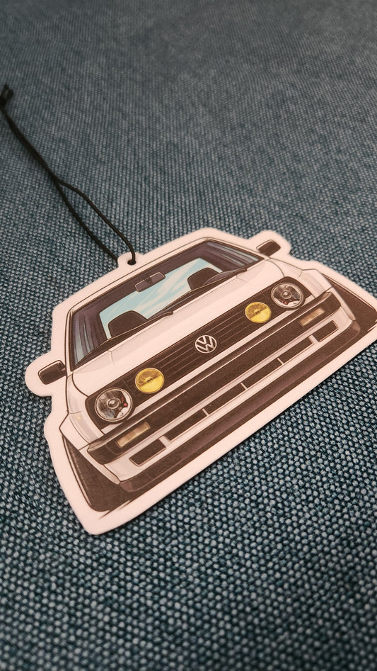 Duftbaum/Duftanhänger Vanilla VW Golf 2 Tuning Design Front Ansicht