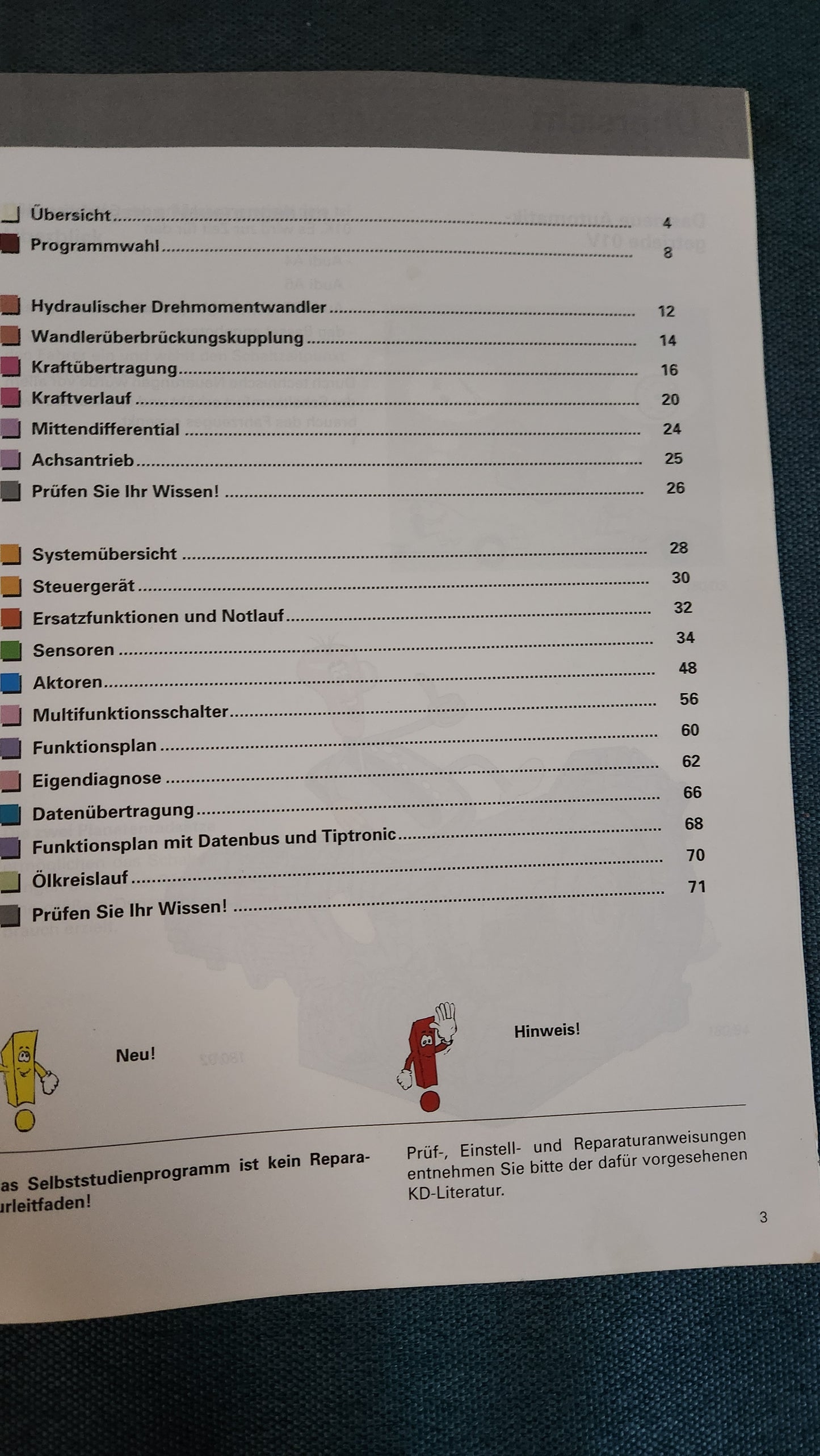 5 Gang Automatikgetriebe 01V Konstruktion und Funktion Selbststudienprogramm Nr. 180 Reparaturleitfaden Werkstattbuch