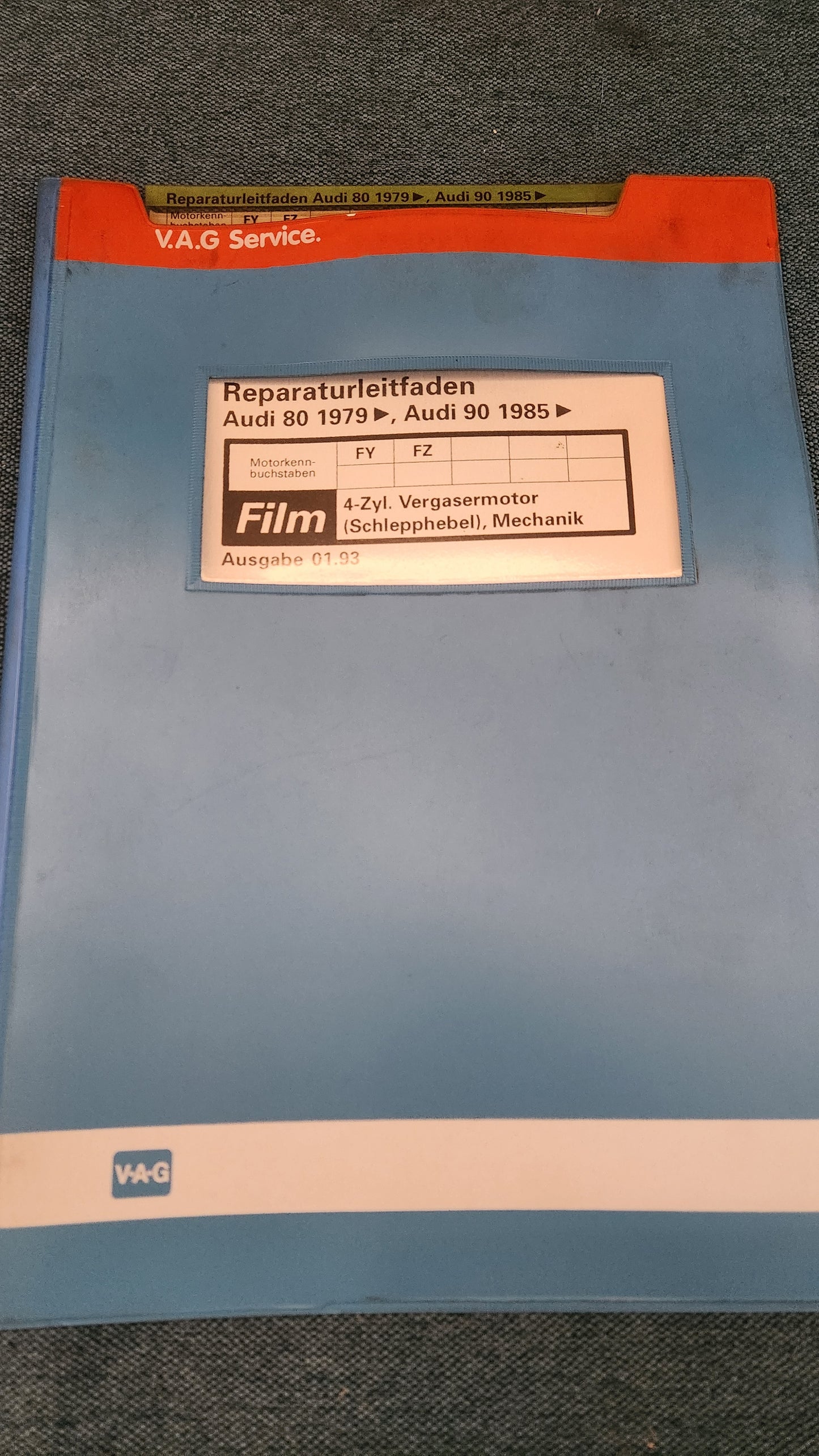 Audi 80 B2 Type 81/85 FY FZ Engine Workshop Film Microfiche Repair Manual