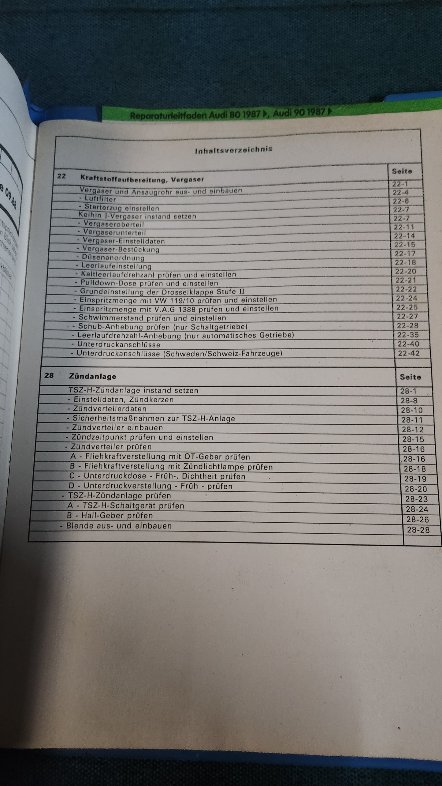 Audi 80/90 B3 JV NE RN SF Motor Reparaturleitfaden Werkstattbuch