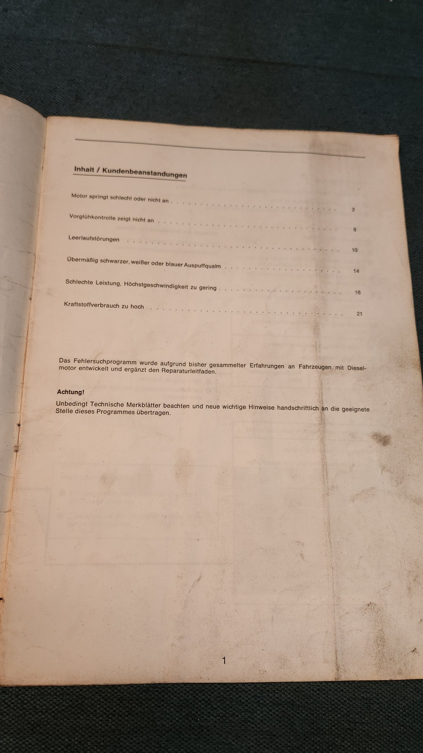 Golf 1 Diesel Motor Fehlersuchpogramm Werkstattbuch Reparaturleitfaden