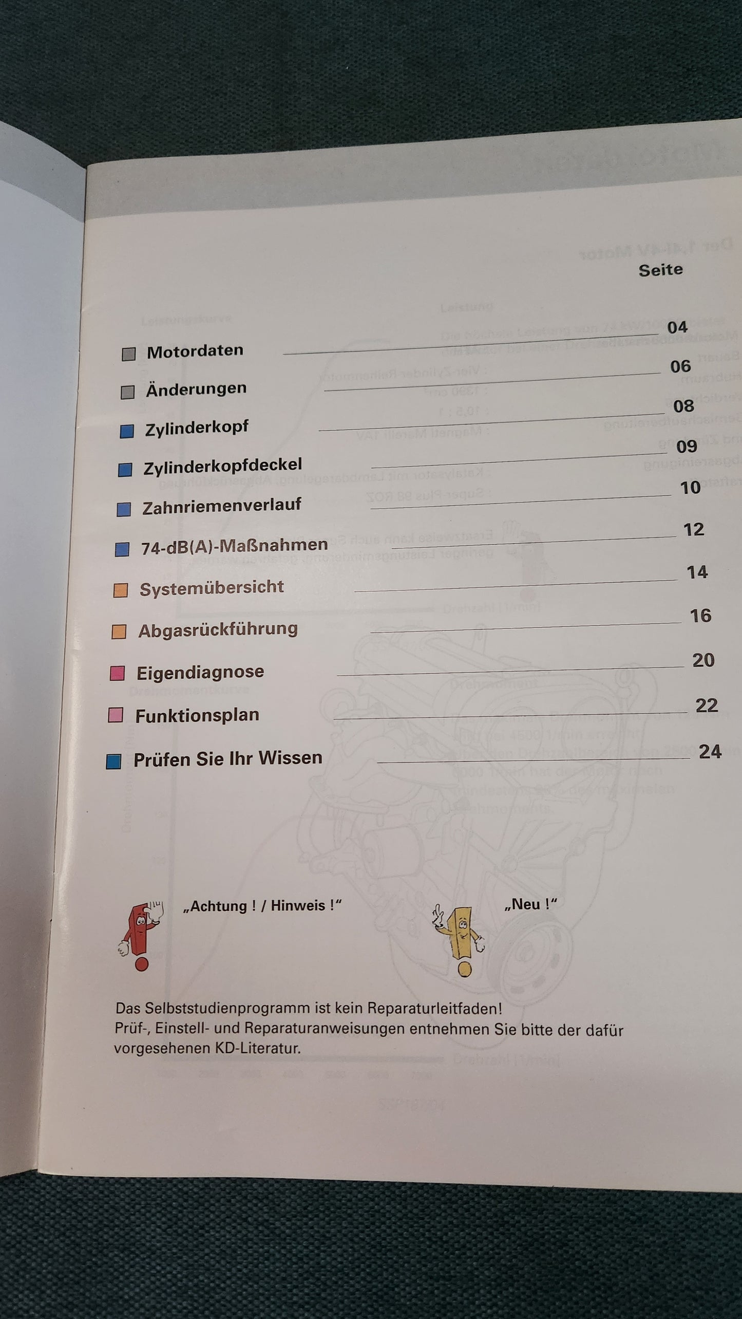 1.4l - V4 Motor Selbststudienprogramm Nr.187 Reparaturleitfaden Werkstattbuch