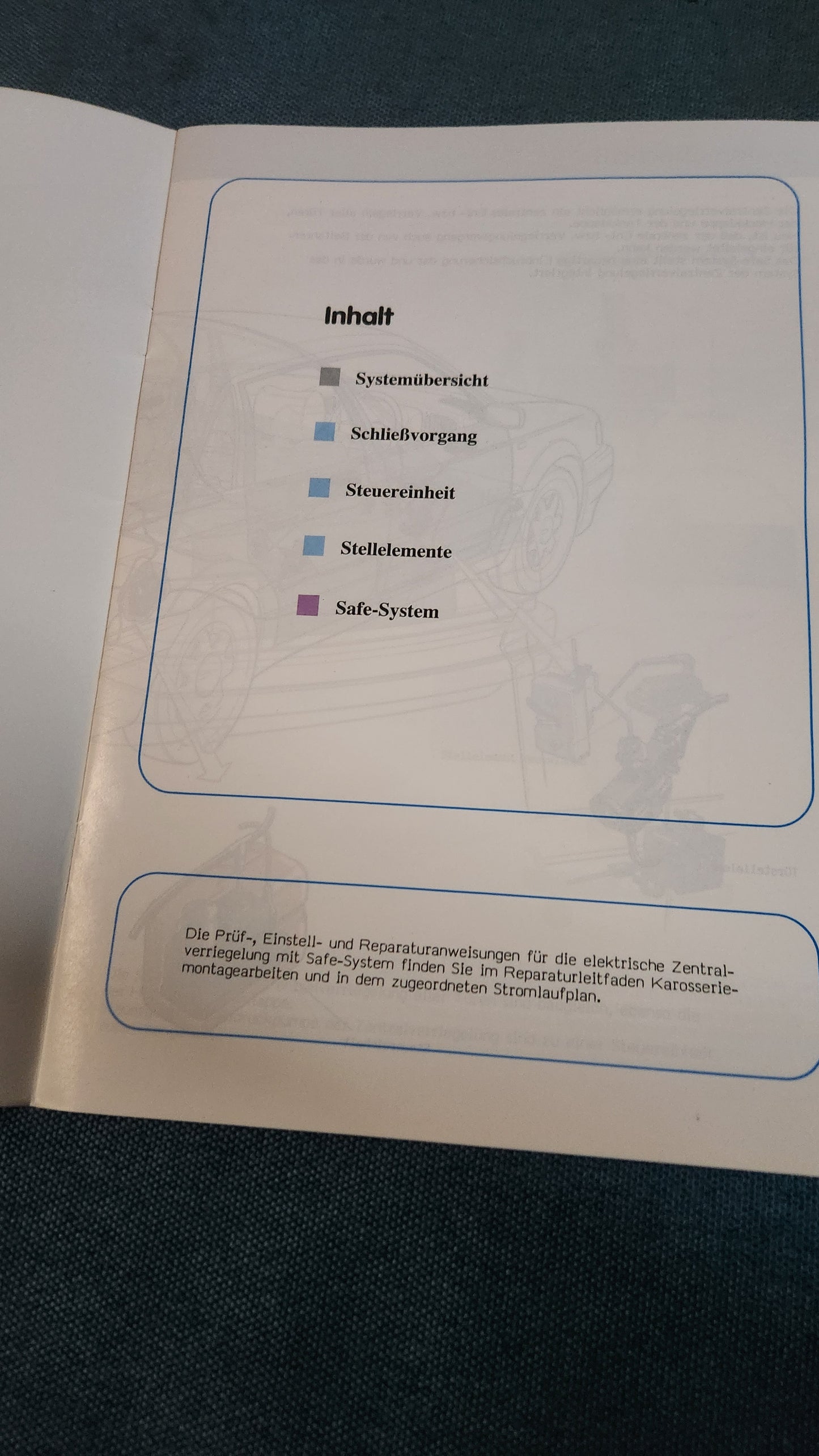 Zentralveriegelung mit Safe-System Selbststudienprogramm Nr.97 Reparaturleitfaden Werkstattbuch