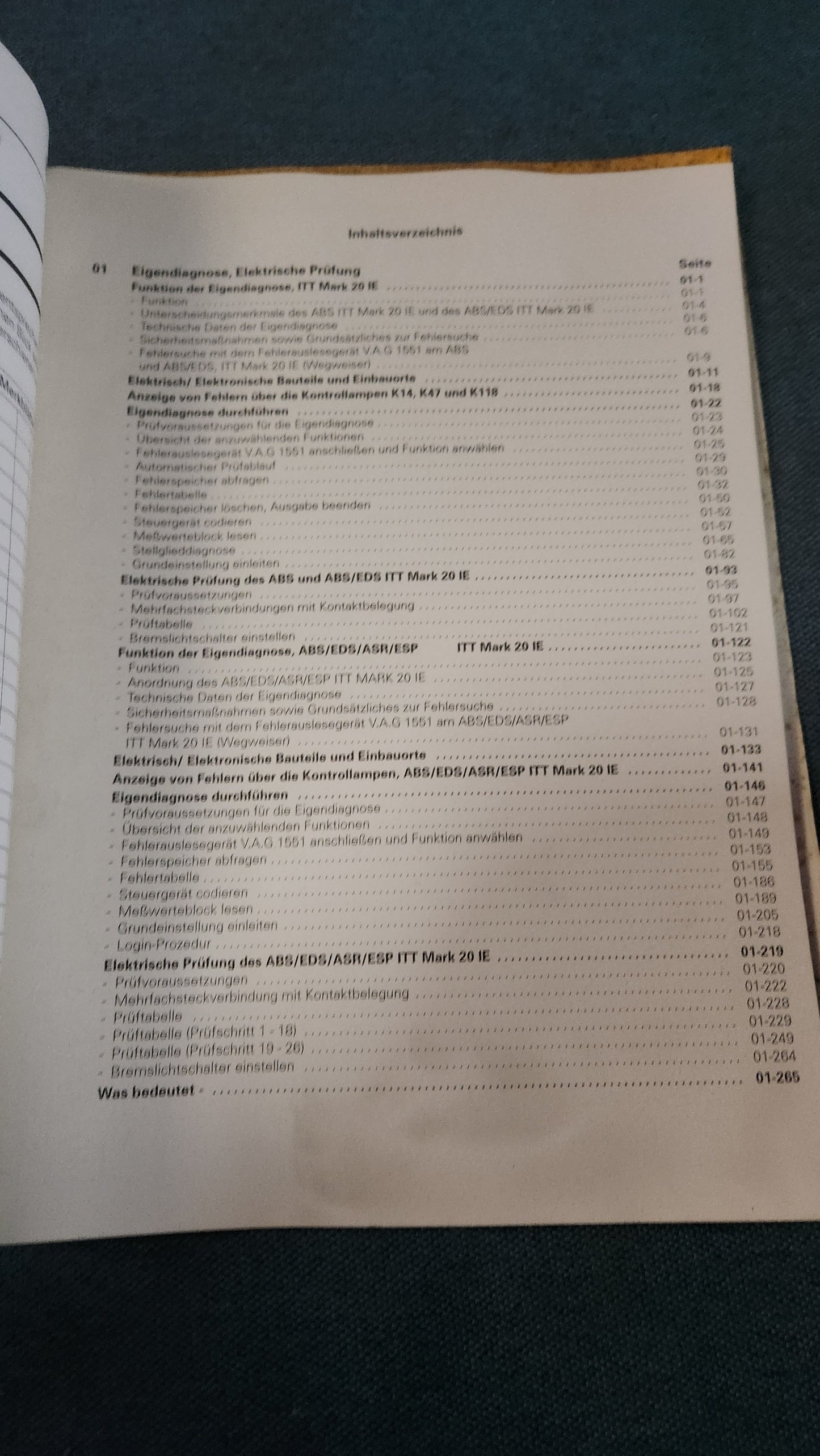 Golf 4 Fahrwerk Eigendiagnose für ABS EDS Reparaturleitfaden Werkstattbuch