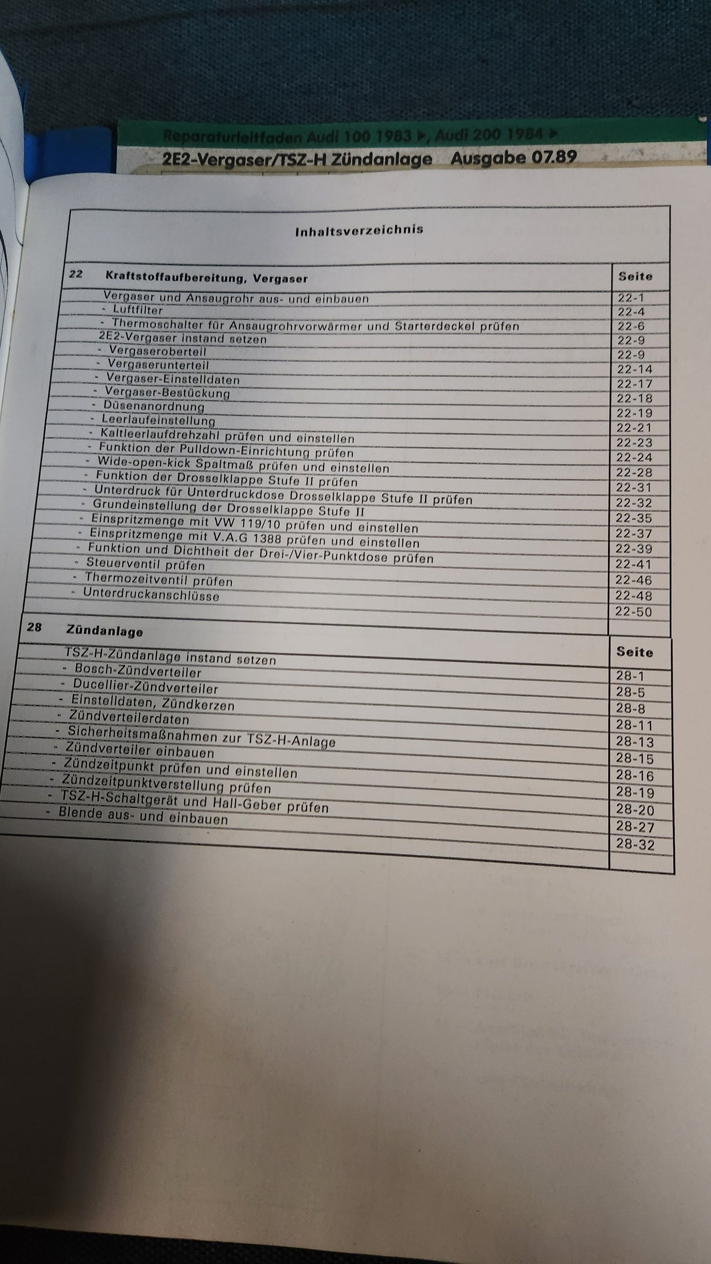 Audi 100/200 C3 DS Motor Reparaturleitfaden Werkstattbuch