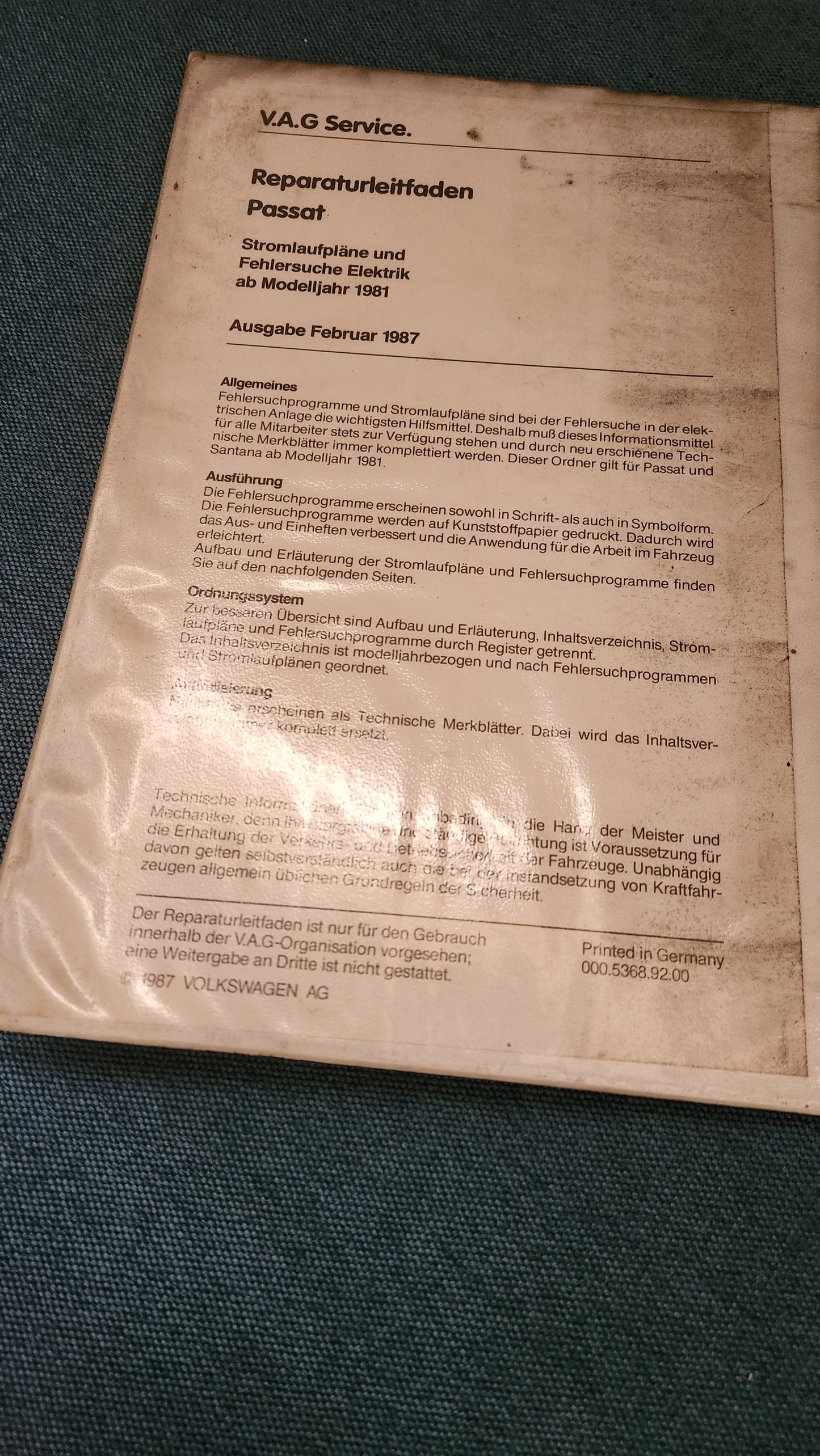 Passat B1 Stromlaufpläne Reparaturleitfaden Werkstattbuch