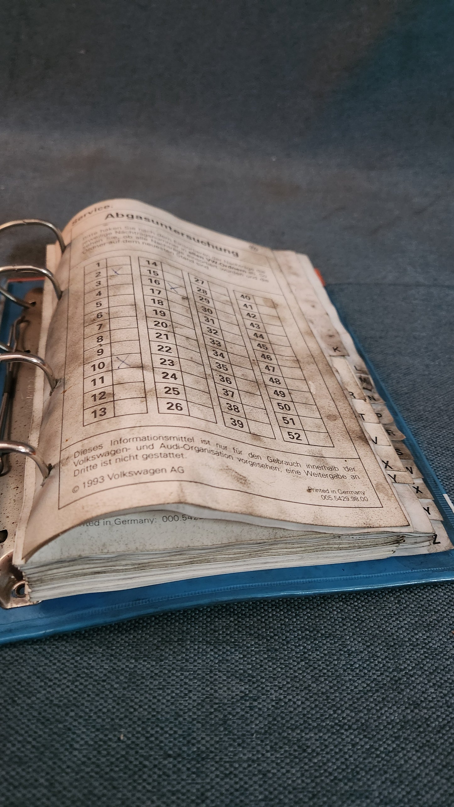 Abgasuntersuchung K-ZZZ Reparaturleitfaden Werkstattbuch Ordner