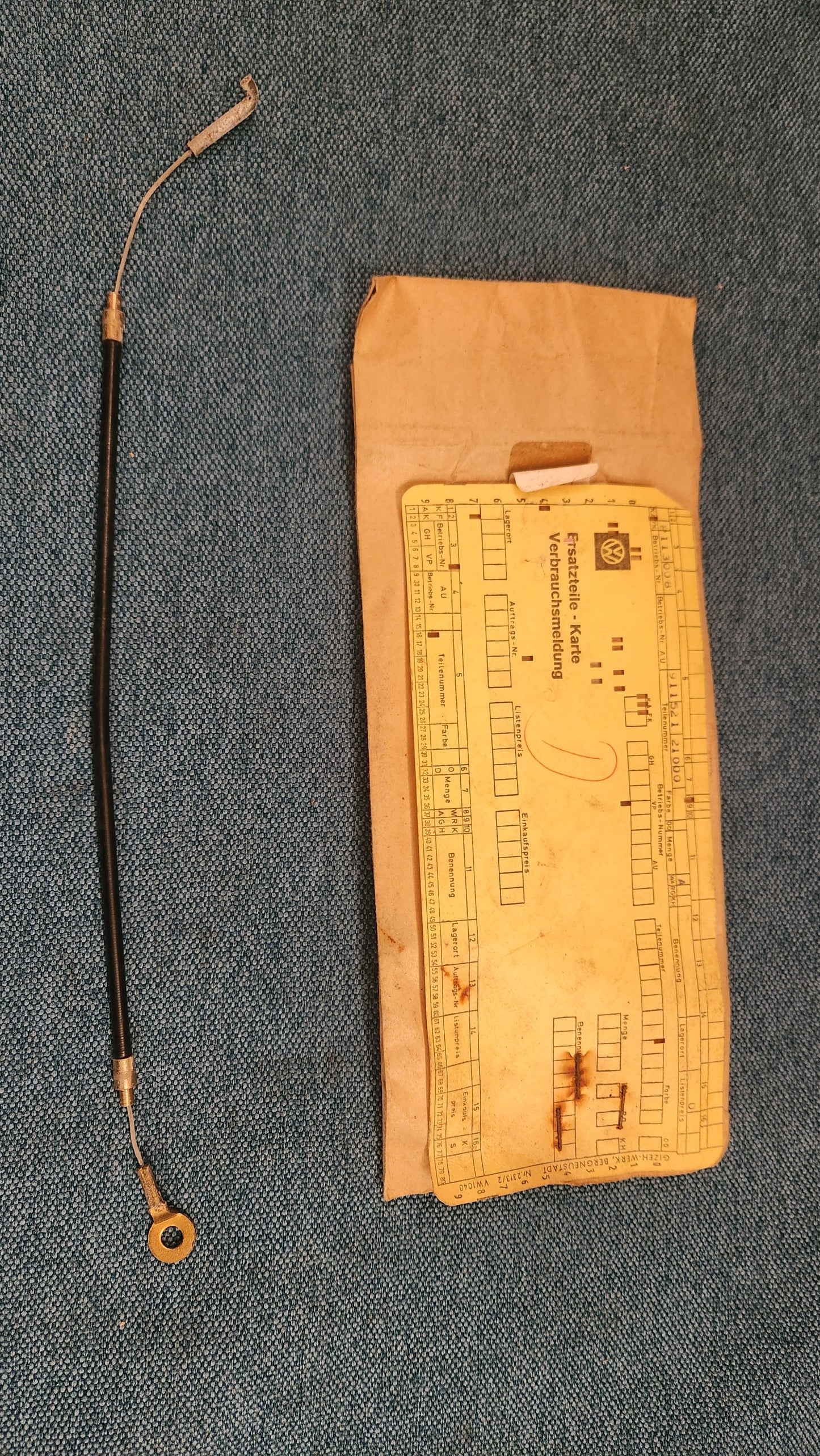 Seilzug für Lehnenentriegelung Porsche 911/912 91152121000 Nos L1