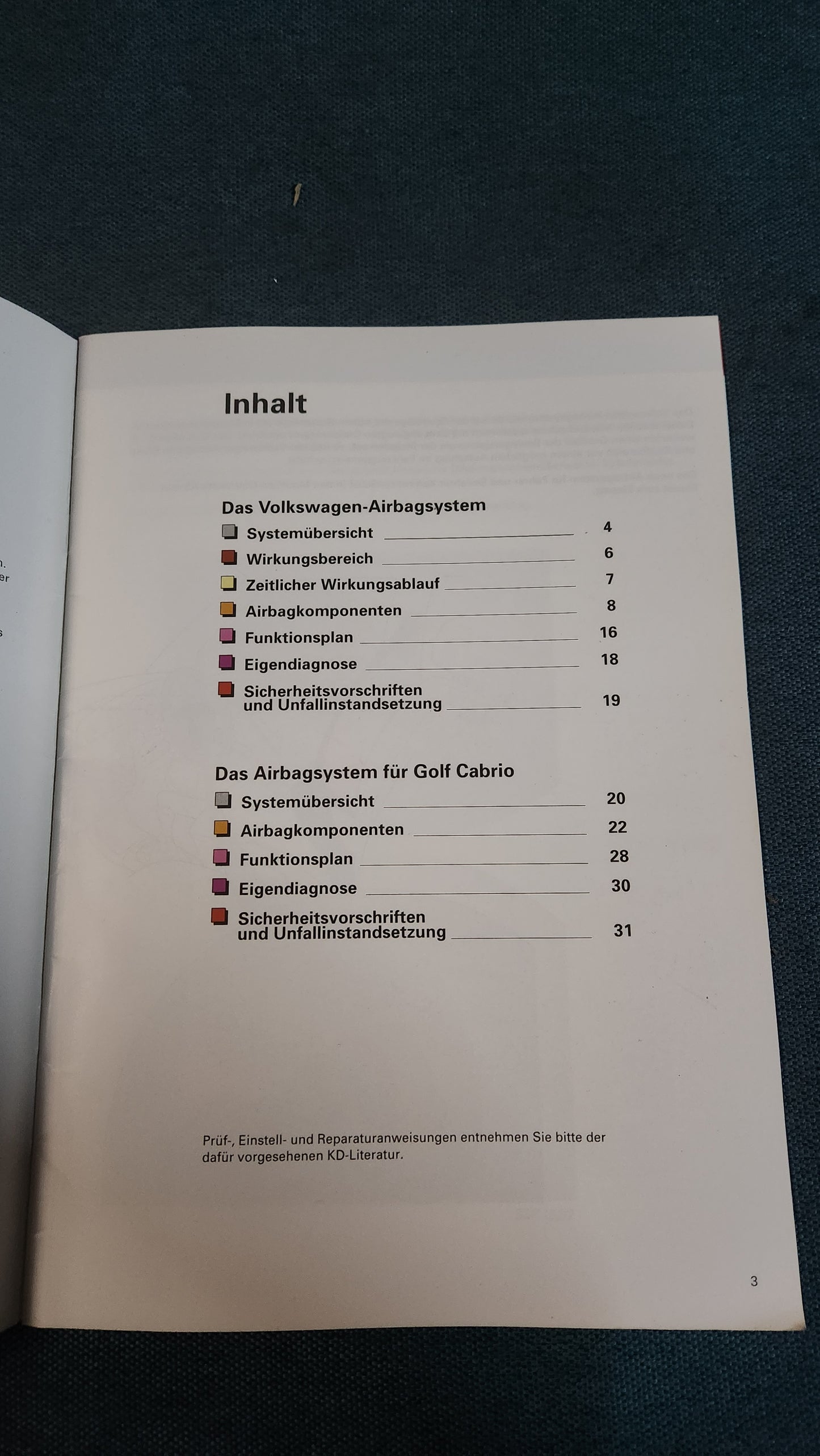 Airbag in the Volkswagen Self-Study Program No. 152 Repair Manual Workshop Manual