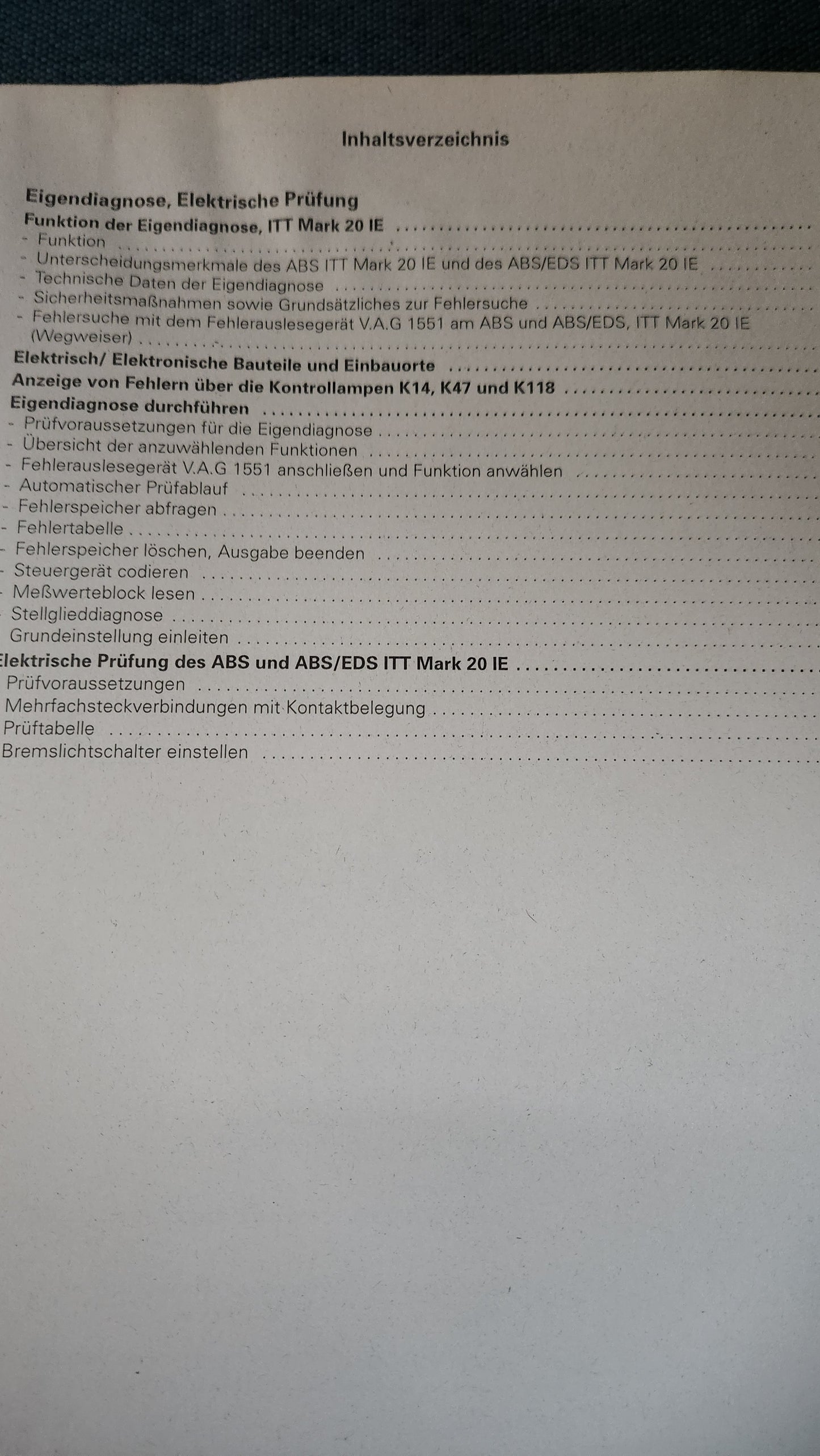 Golf 4 chassis self-diagnosis for ABS repair manual workshop manual