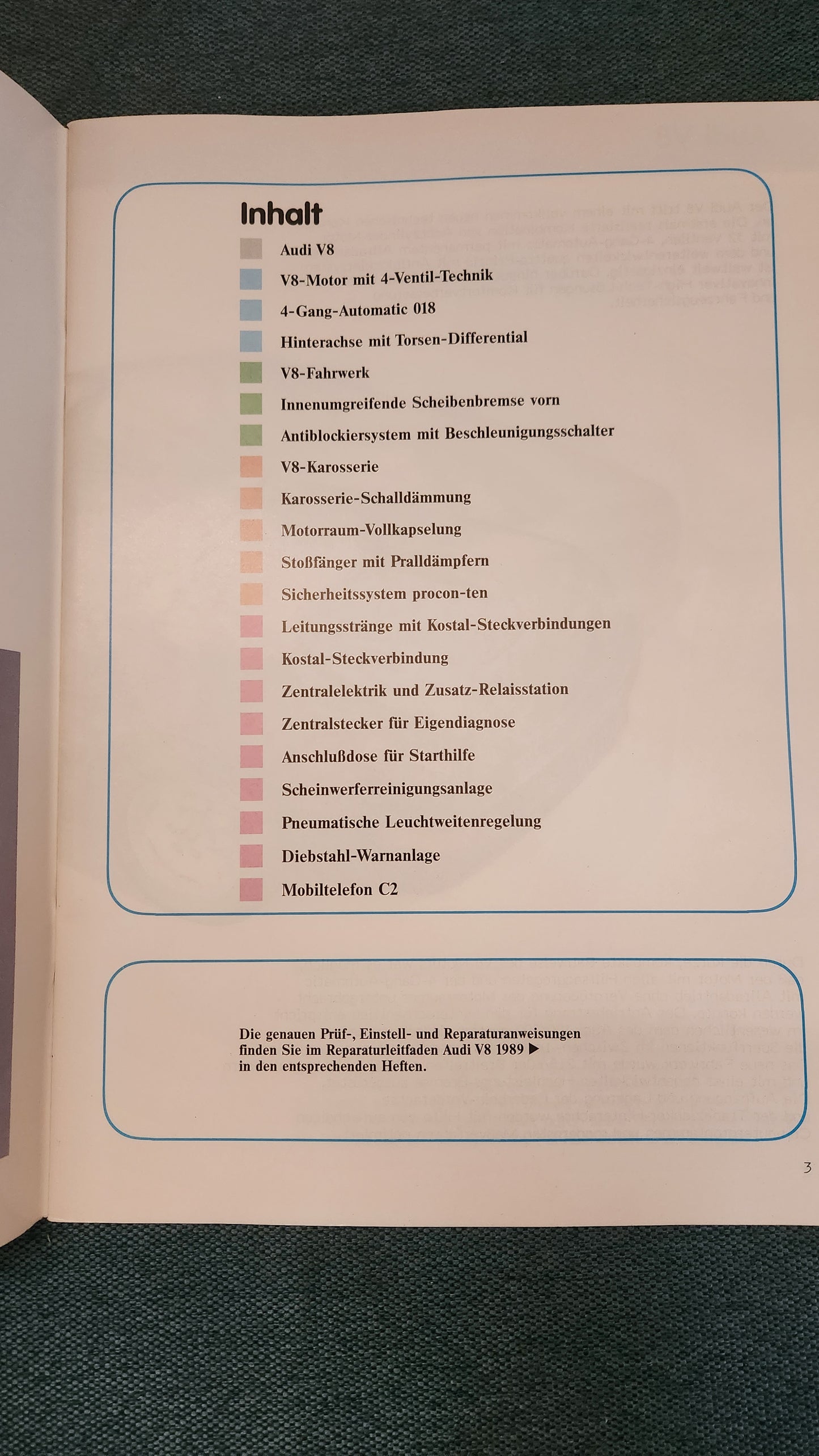 Audi V8 Selbststudienprogramm Nr. 106 Reparaturleitfaden Werkstattbuch