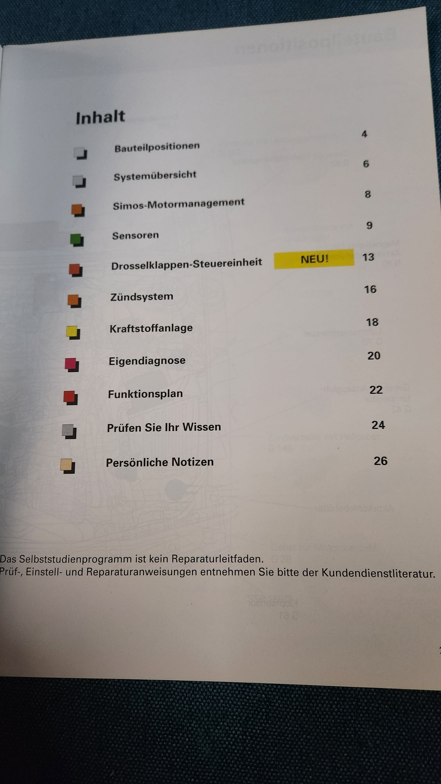 SIMOS Motormanagement System Golf 3 Selbststudienpogramm Nr. 165 Werkstattbuch Reparaturleitfaden