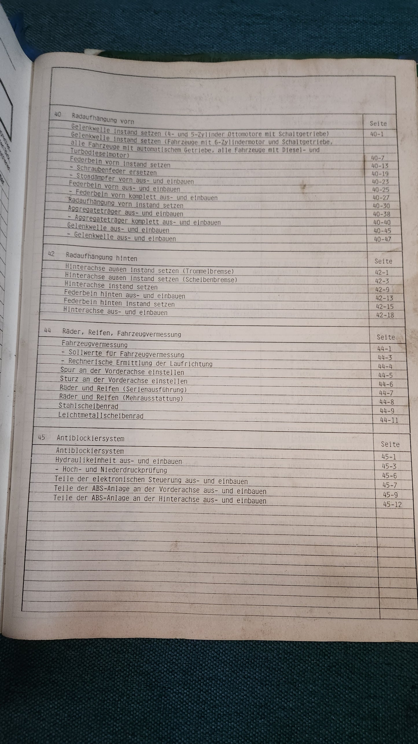 Audi 100 C4 Chassis Front-Wheel Drive Repair Manual Workshop Manual