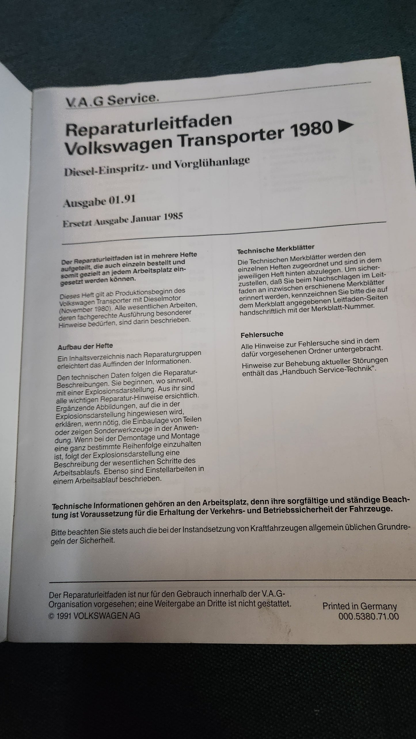 T3 Bus CS JX KY Motor Reparaturleitfaden Werkstattbuch