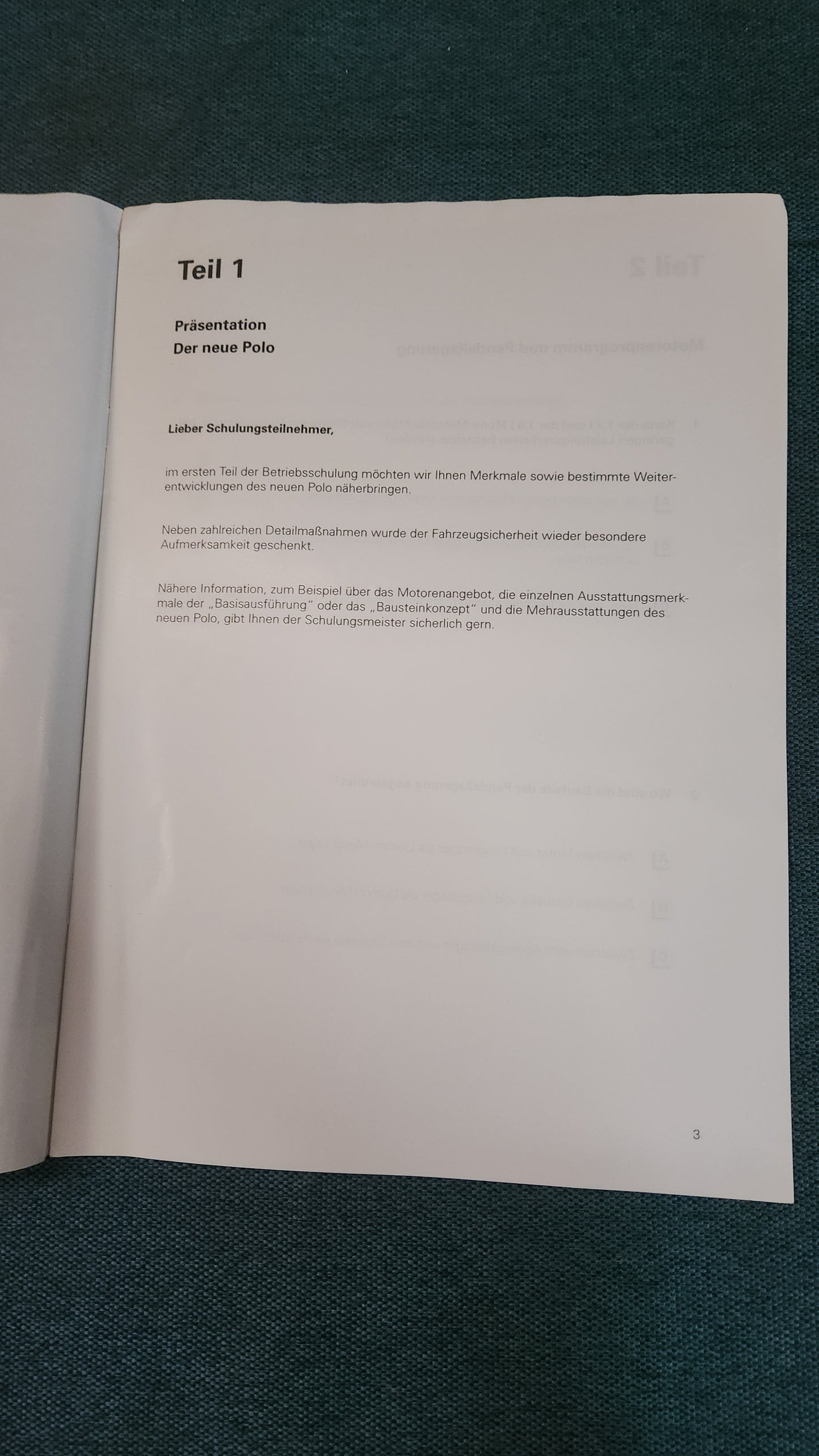 Polo 6N 95 Selbststudienprogramm Reparaturleitfaden Werkstattbuch Betriebsschulung