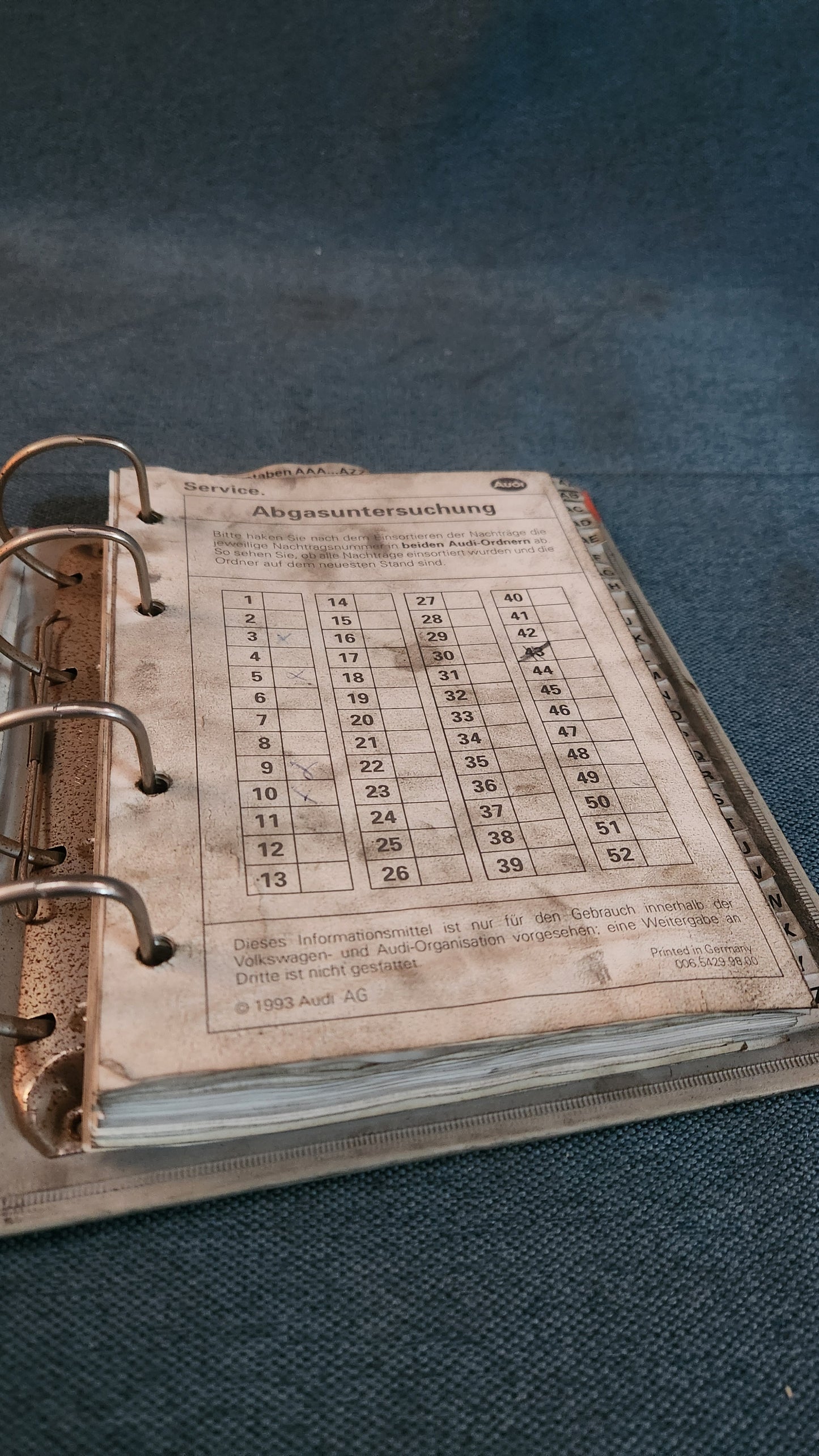 Abgasuntersuchung AAA-AZZ 1A 9Z Reparaturleitfaden Werkstattbuch