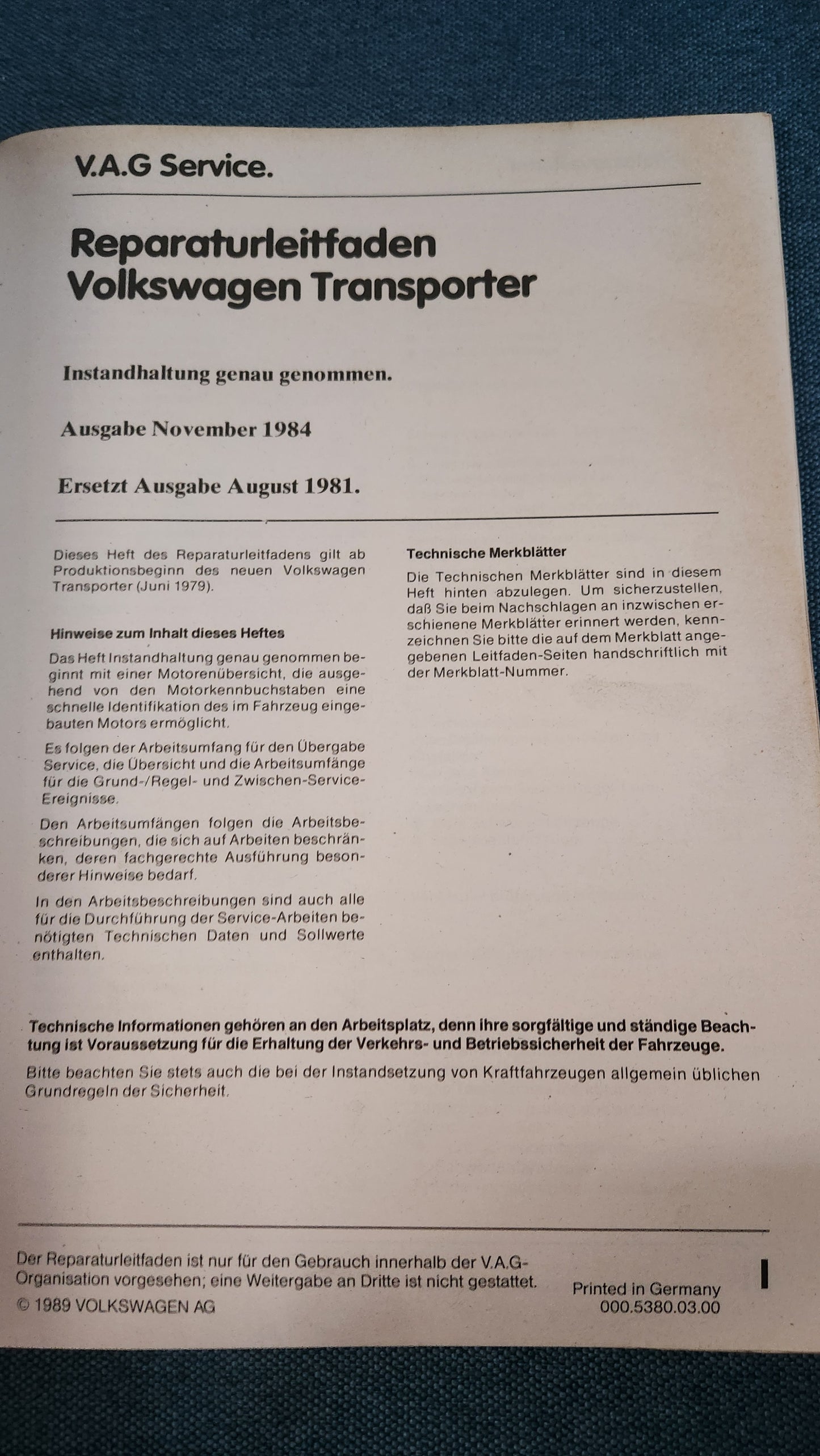 Transporter T3 Bus Instandhaltung genau genommen Nr.14 Reparaturleitfaden Werkstattbuch