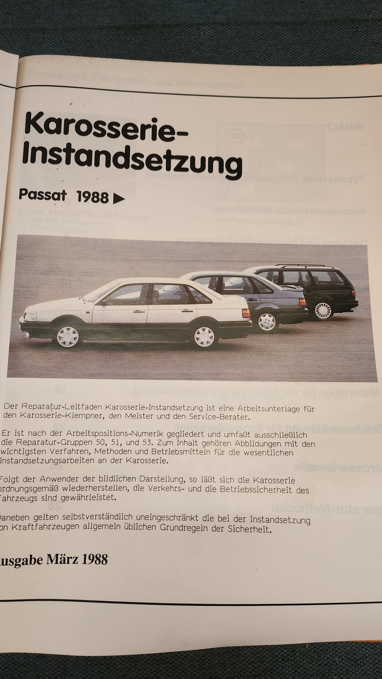 Passat 35I B3 Karosserie Instandsetzung Reparaturleitfaden Werkstattbuch