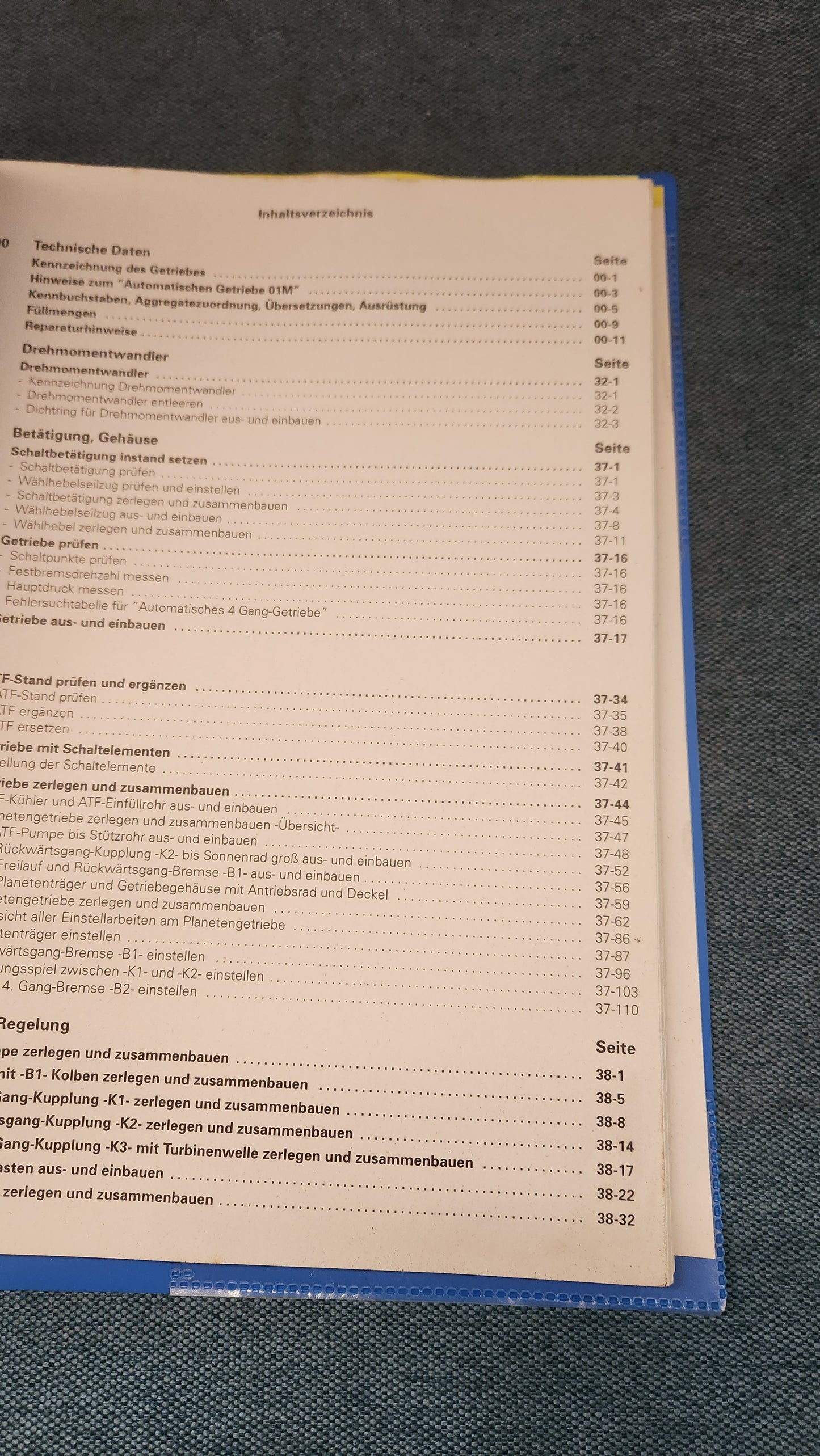 Caddy 9KV Polo 6N Automatisches Getriebe 01M Reparaturleitfaden Werkstattbuch