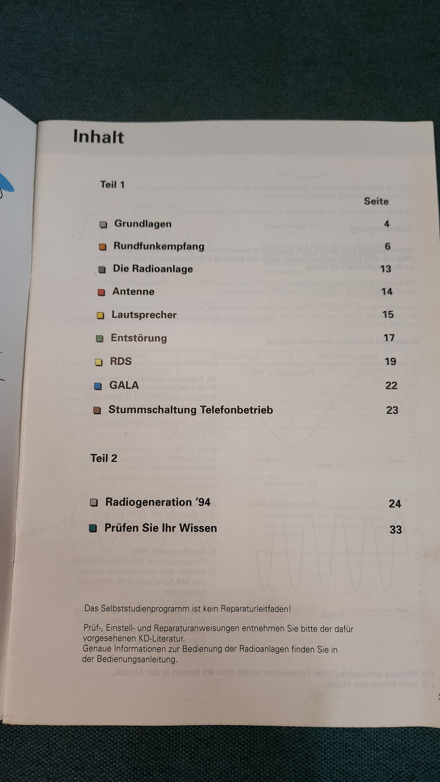 Radioanlagen 94 Konstruktion und Funktion Selbststudienprogramm Nr. 147 Reparaturleitfaden Werkstattbuch