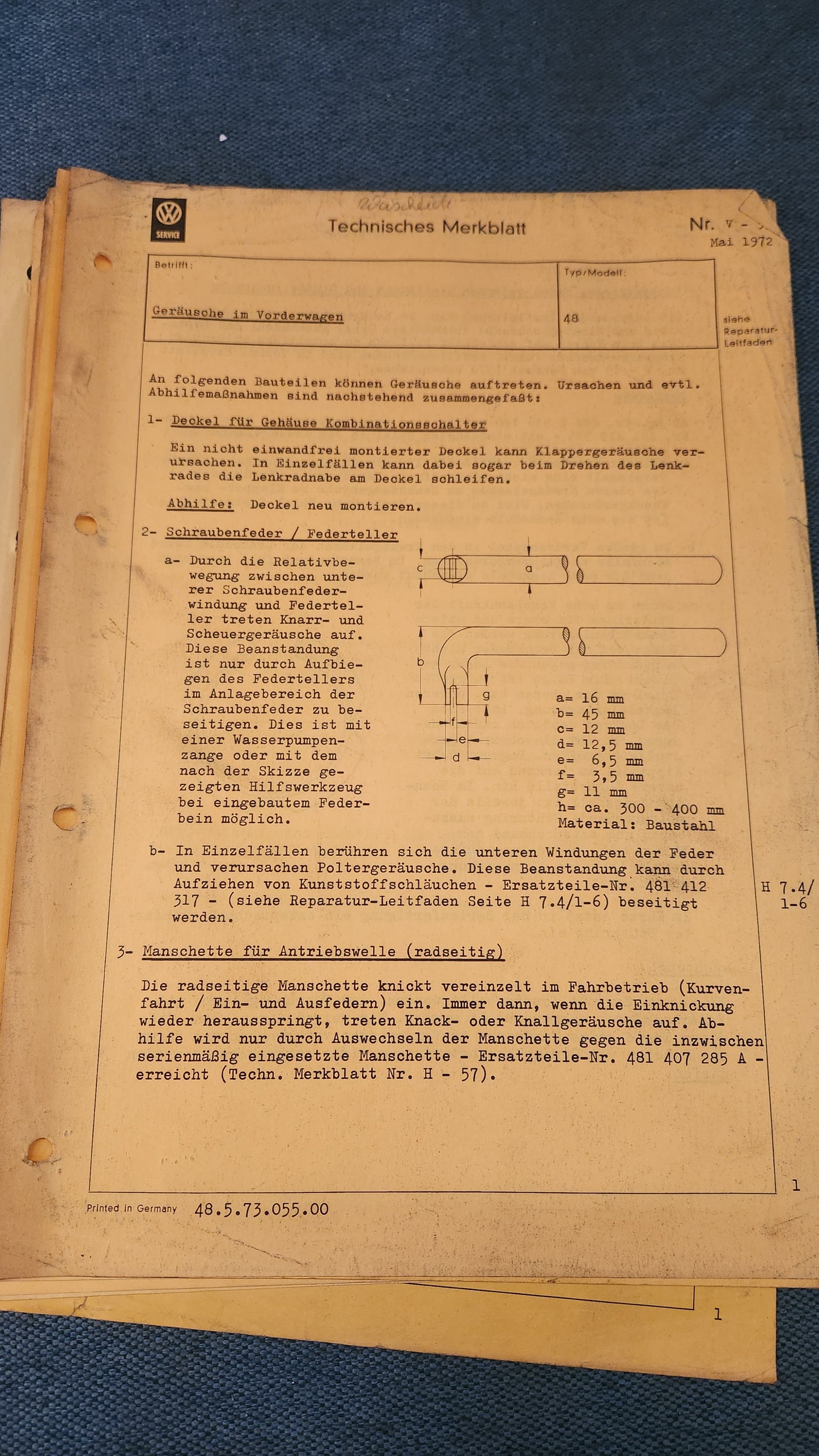 Typ 1 2 3 Vw 1200 1300 1400 Käfer Reparaturleitfaden Werkstattbuch