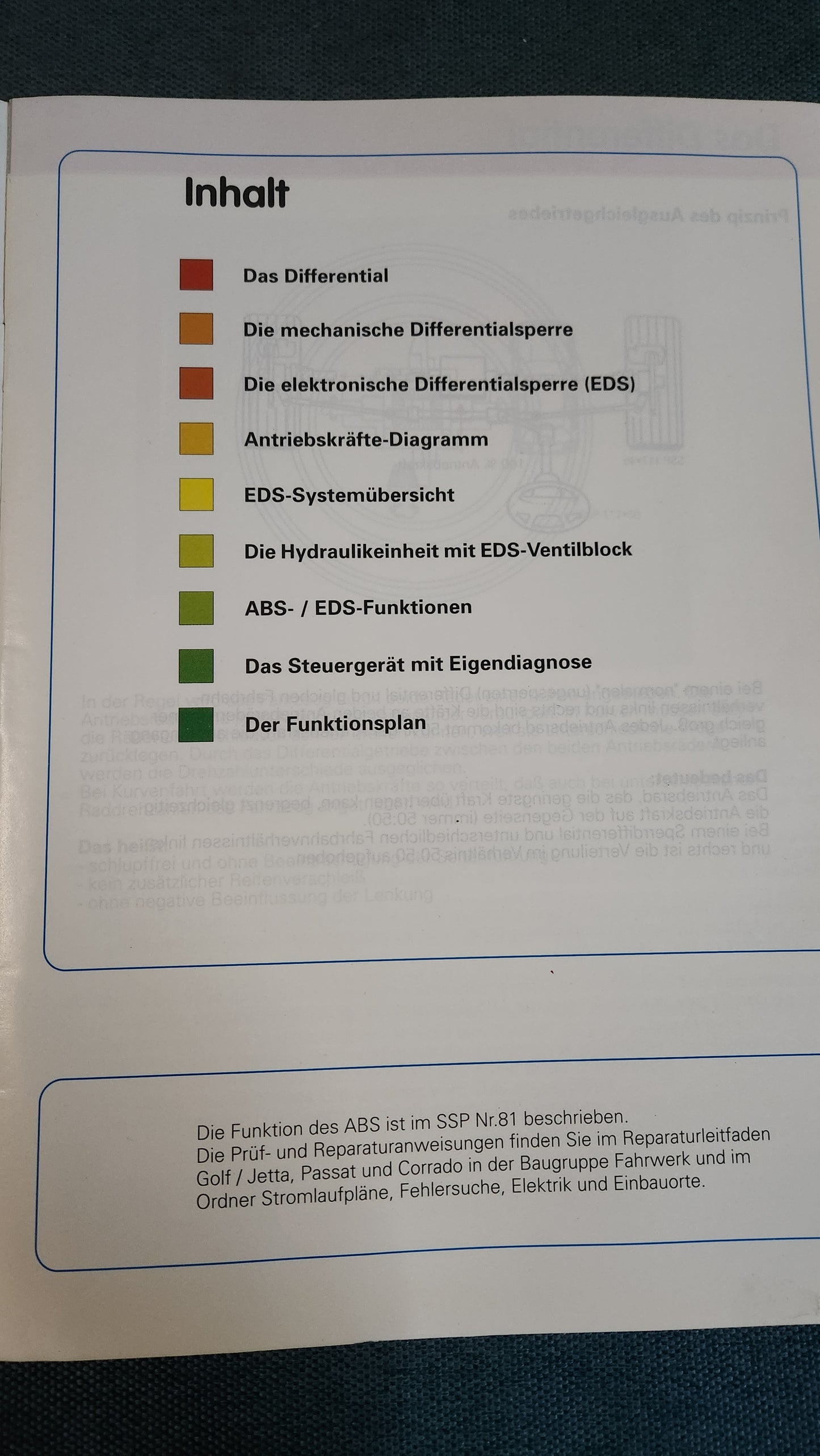 Antiblockiersystem (Teves) mit elektronischer Differentialsperre (EDS) Golf 2 Selbststudienprogramm Nr. 117 Reparaturleitfaden Werkstattbuch