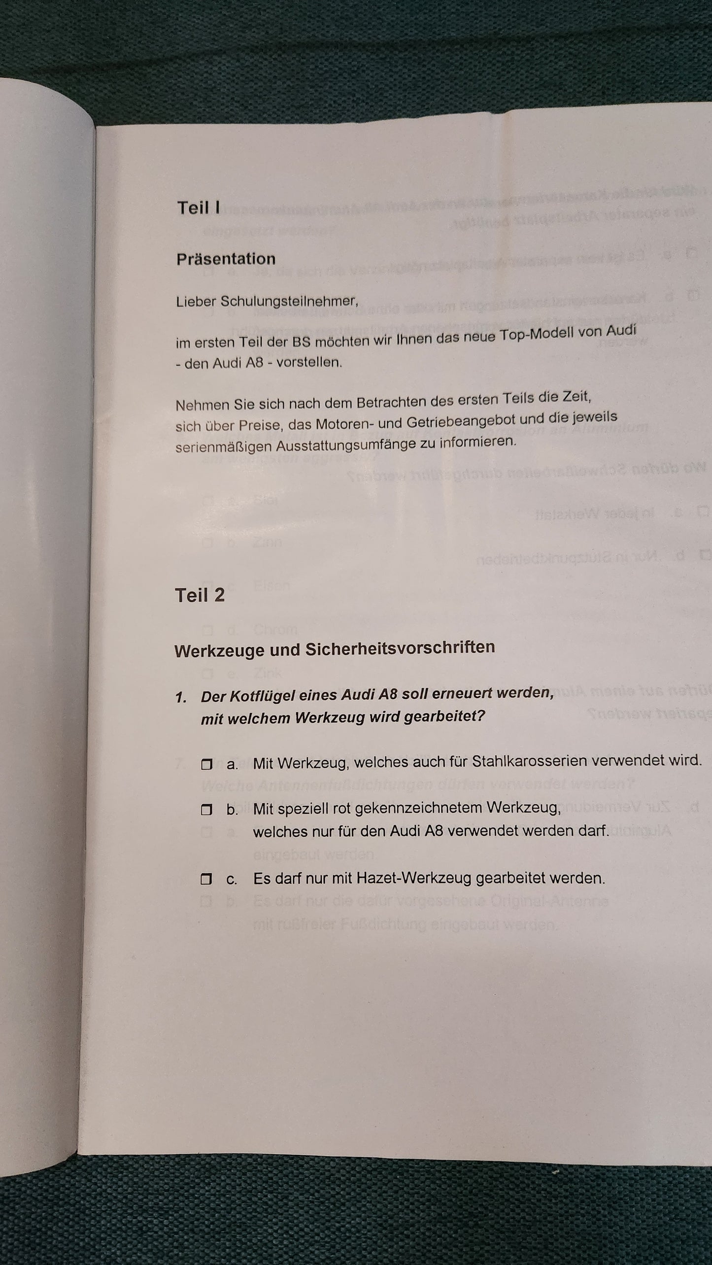 Audi A8 Instandsetzung und Montagearbeiten an der Aluminium Karosserie Werkstattbuch Reparaturleitfaden