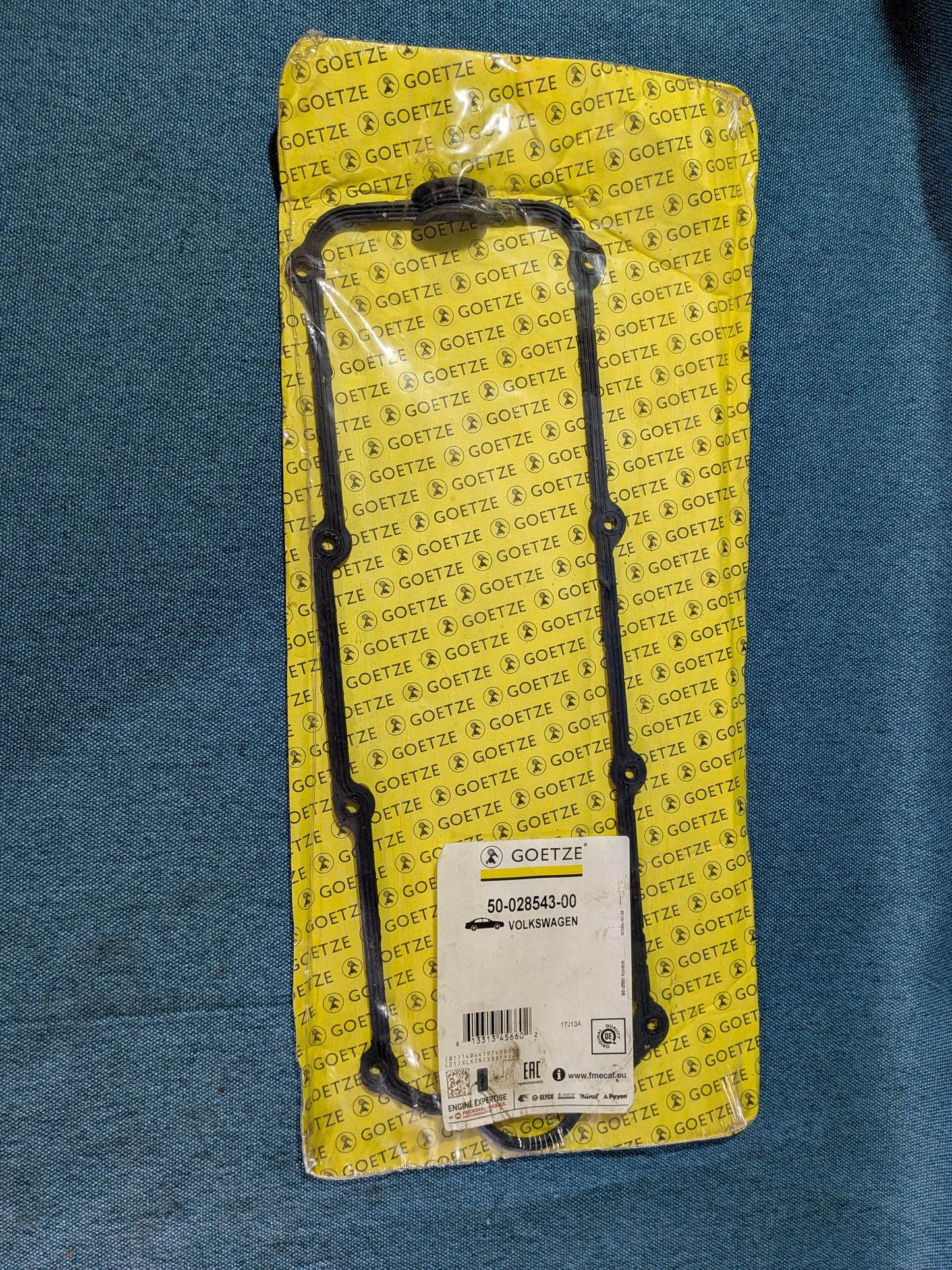 Valve Cover Gasket Goetze 5002854300 Caddy/14D/2 9KV/Golf/Jetta/1/2/3/4/Vento/Iltis/Passat/B1/B2/B3/B4/Scirocco/1/2/Polo 6N/T3/T4 Bus/Audi 80/90/B1/B2/B3/B4/100/200/C3/C4/A6 C4 026103483G NOS/New F10