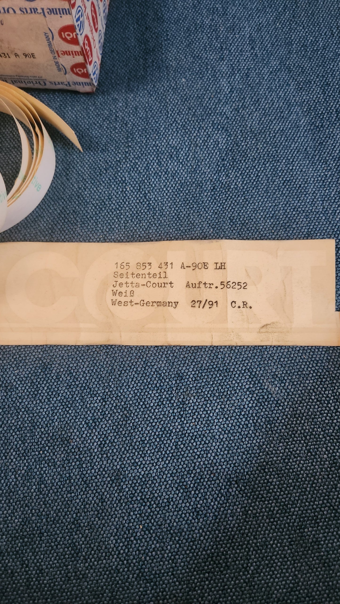 Schritzug Jetta 2 Court 165853431A Nos M5