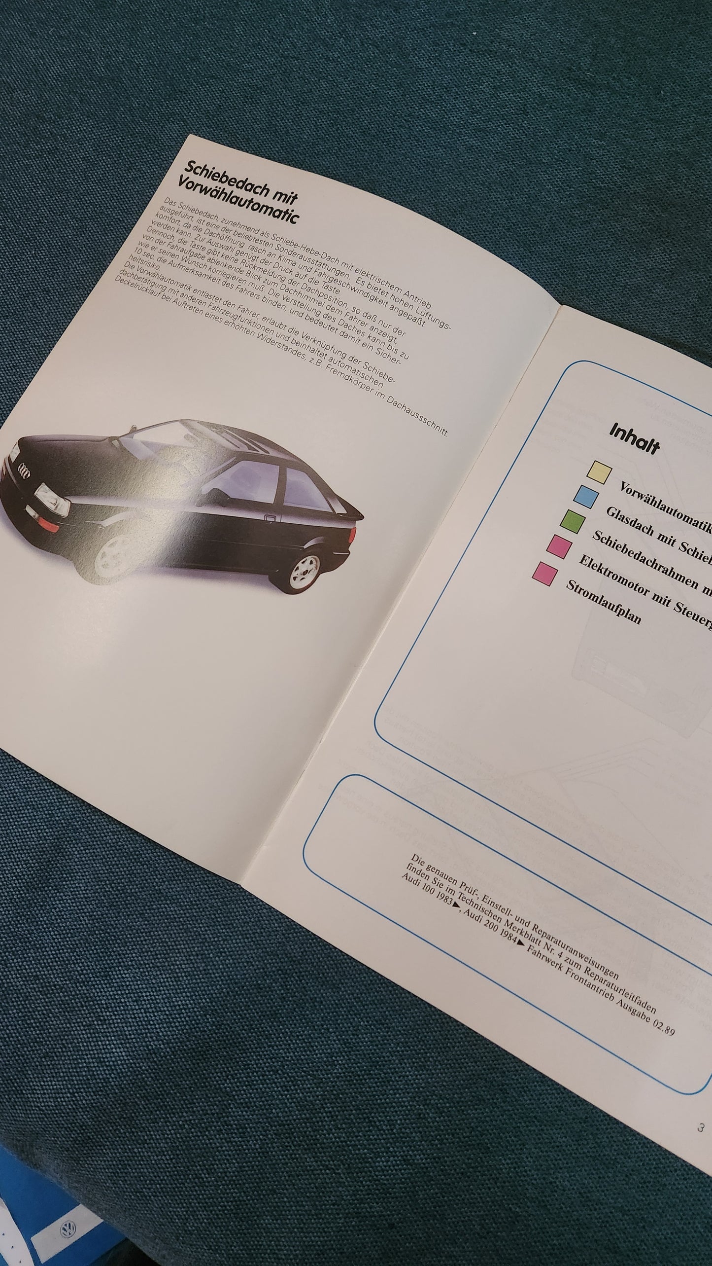 Schiebedach mit Vorwählautomatic Audi 80 Coupe B4 Selbststudienprogramm Nr. 123 Reparaturleitfaden Werkstattbuch