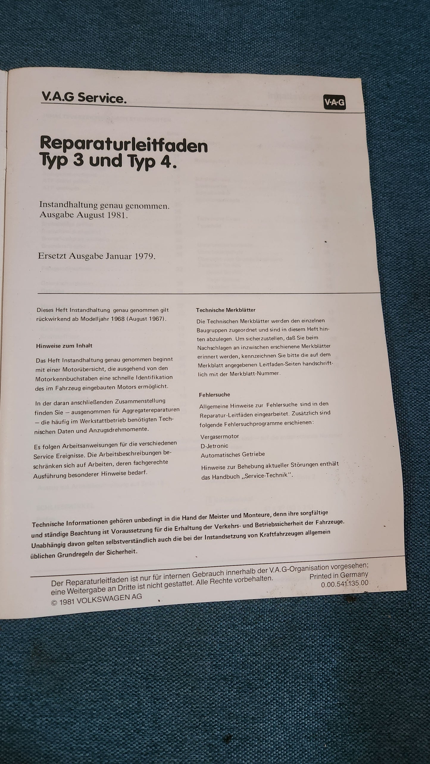 Typ 3/4 Instandhaltung genau genommen Reparaturleitfaden Werkstattbuch