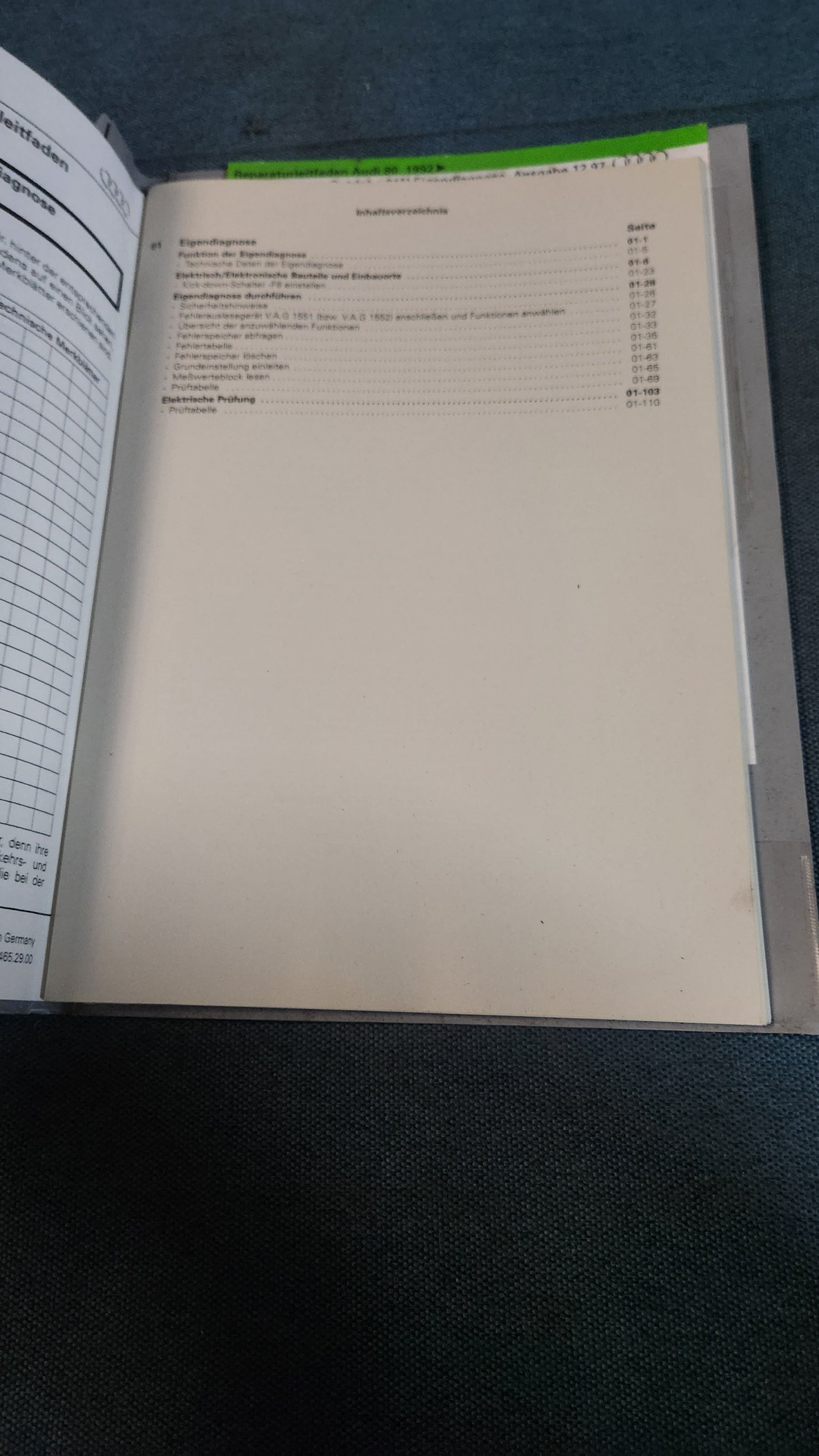 Audi 80 B4 Automatisches Getriebe 01N Eigendiagnose