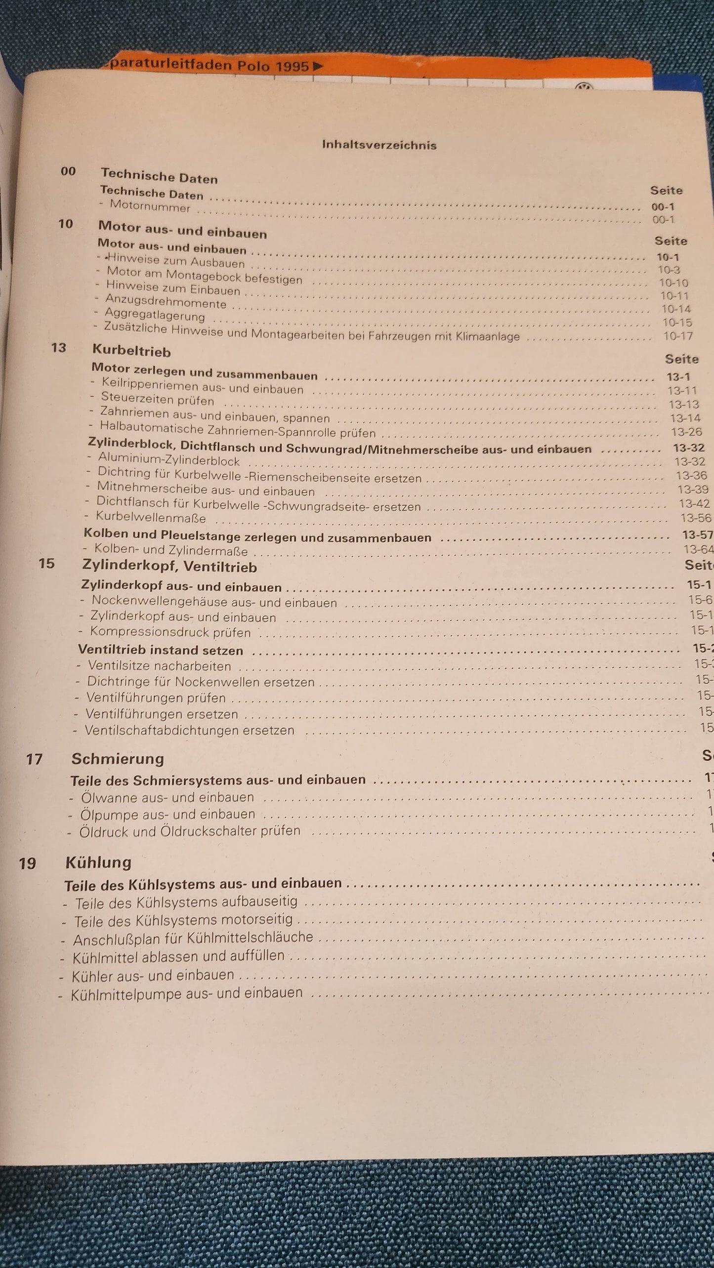Polo 6N AFK AHW AUA AUB Motor Reparaturleitfaden Werkstattbuch