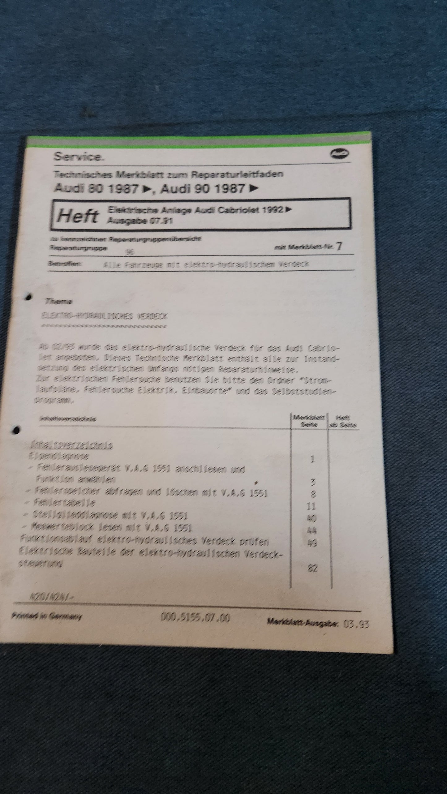 Audi 80/90 B3 Stromlaufpläne Reparaturleitfaden Werkstattbuch