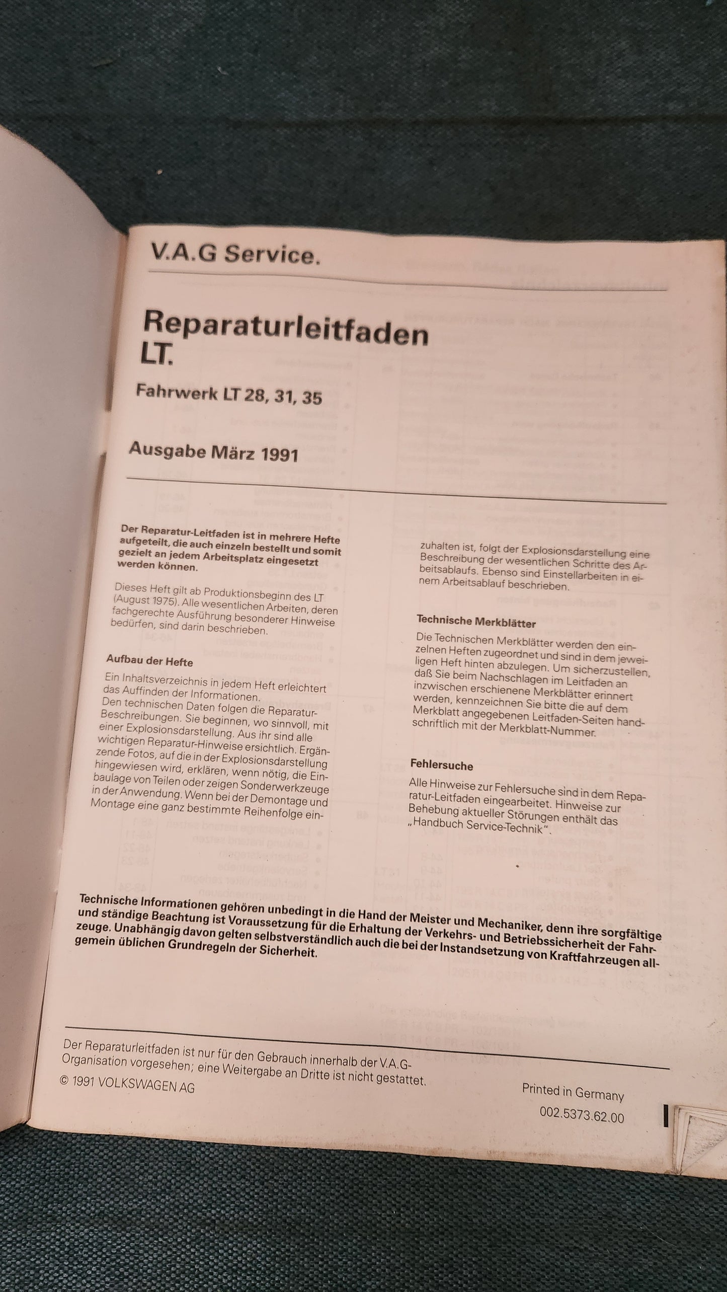 LT 1 Fahrwerk LT 28 31 35 Reparaturleitfaden Werkstattbuch
