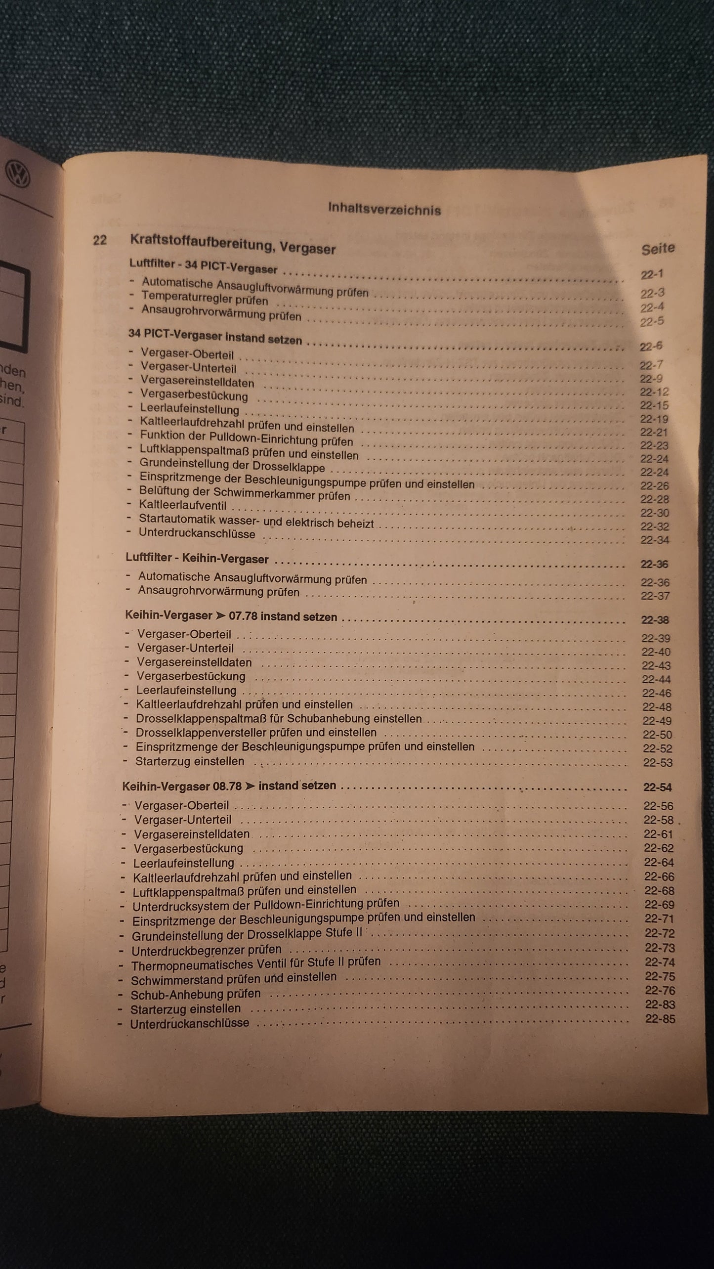 Golf 1/Jetta 1 /Scirocco 1/2 EM FB FH FK FN FP FT FV HN JB Motor Reparaturleitfaden Werkstattbuch