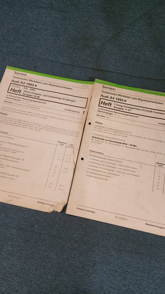 Audi A4 B5 Nachtrag Reparaturleitfaden Werkstattbuch