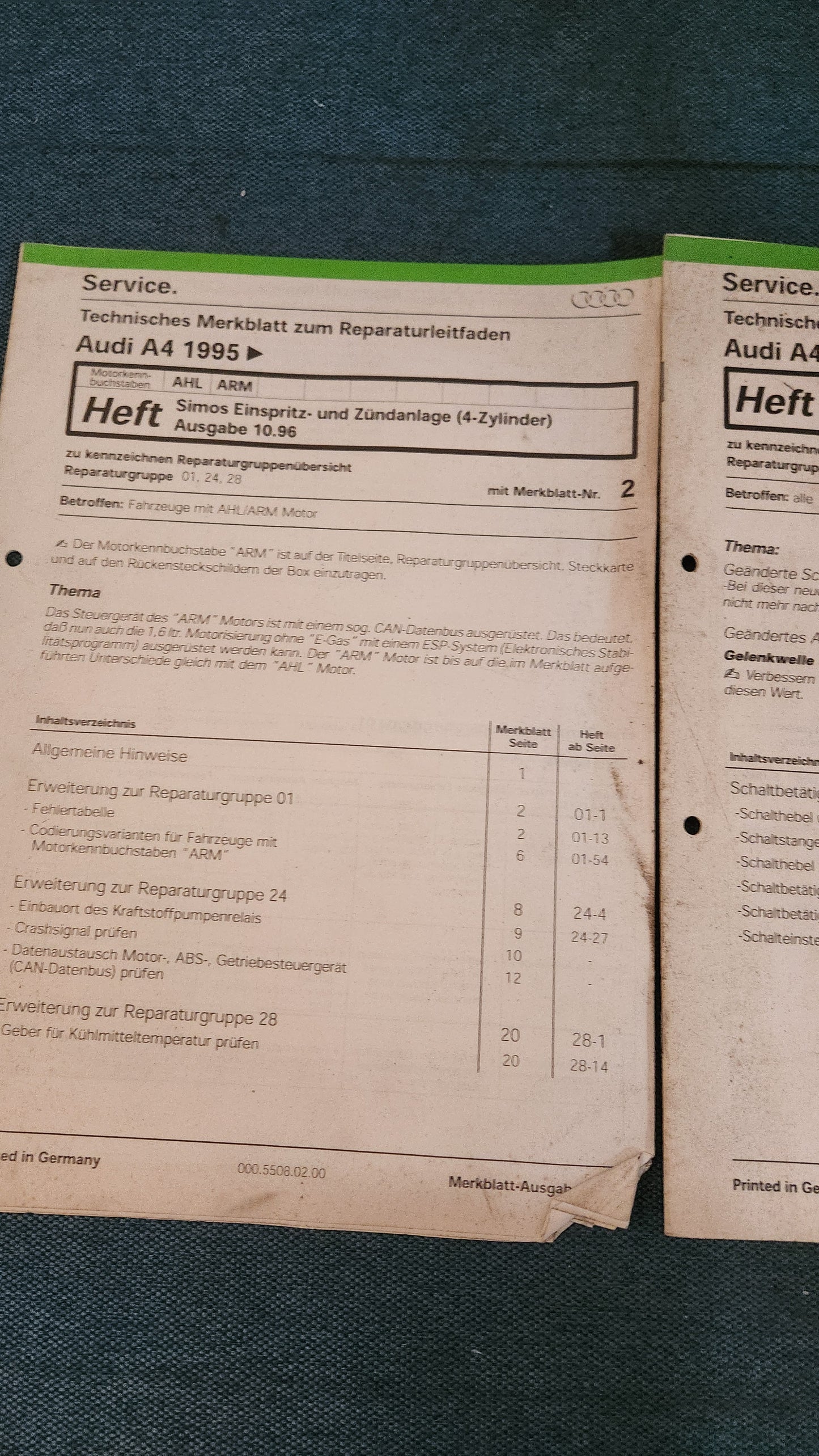 Audi A4 B5 Nachtrag Reparaturleitfaden Werkstattbuch