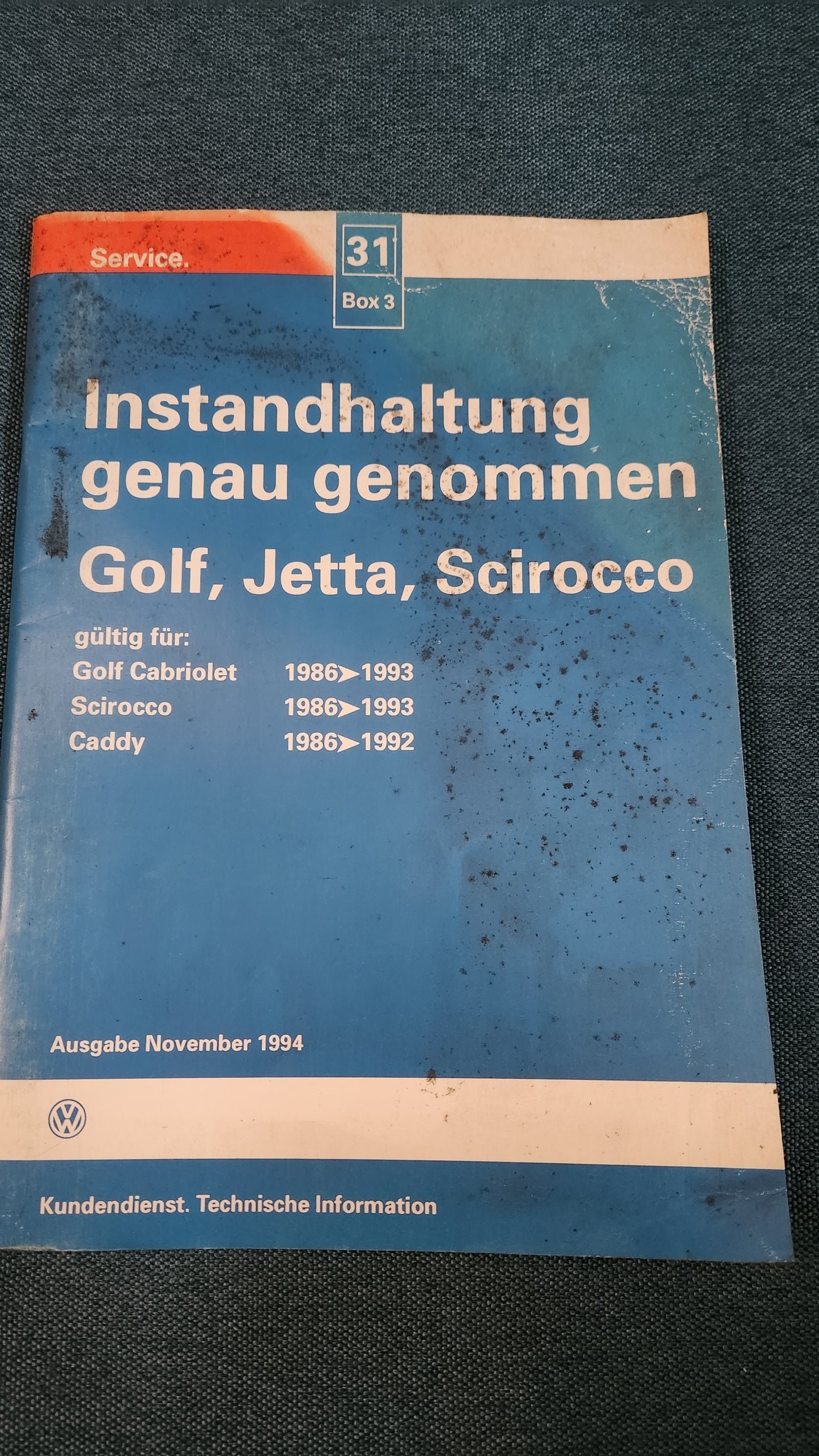 Golf/Jetta1/Caddy14D/Scirocco 2 Instandhaltung genau genommen Nr.31 Reparaturleitfaden Werkstattbuch