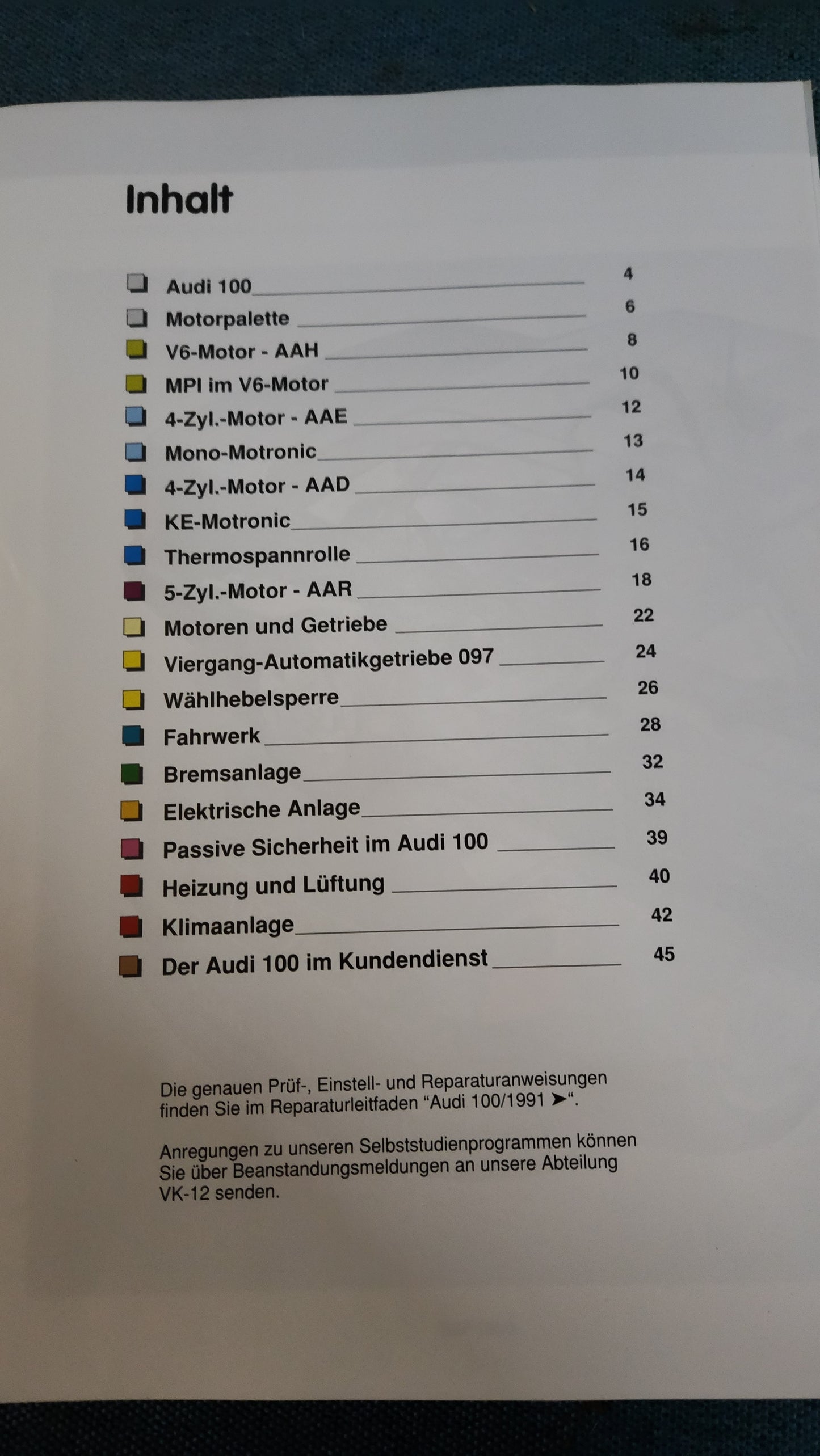 Audi 100 91 C4 Self-Study Program No. 126 Workshop Manual