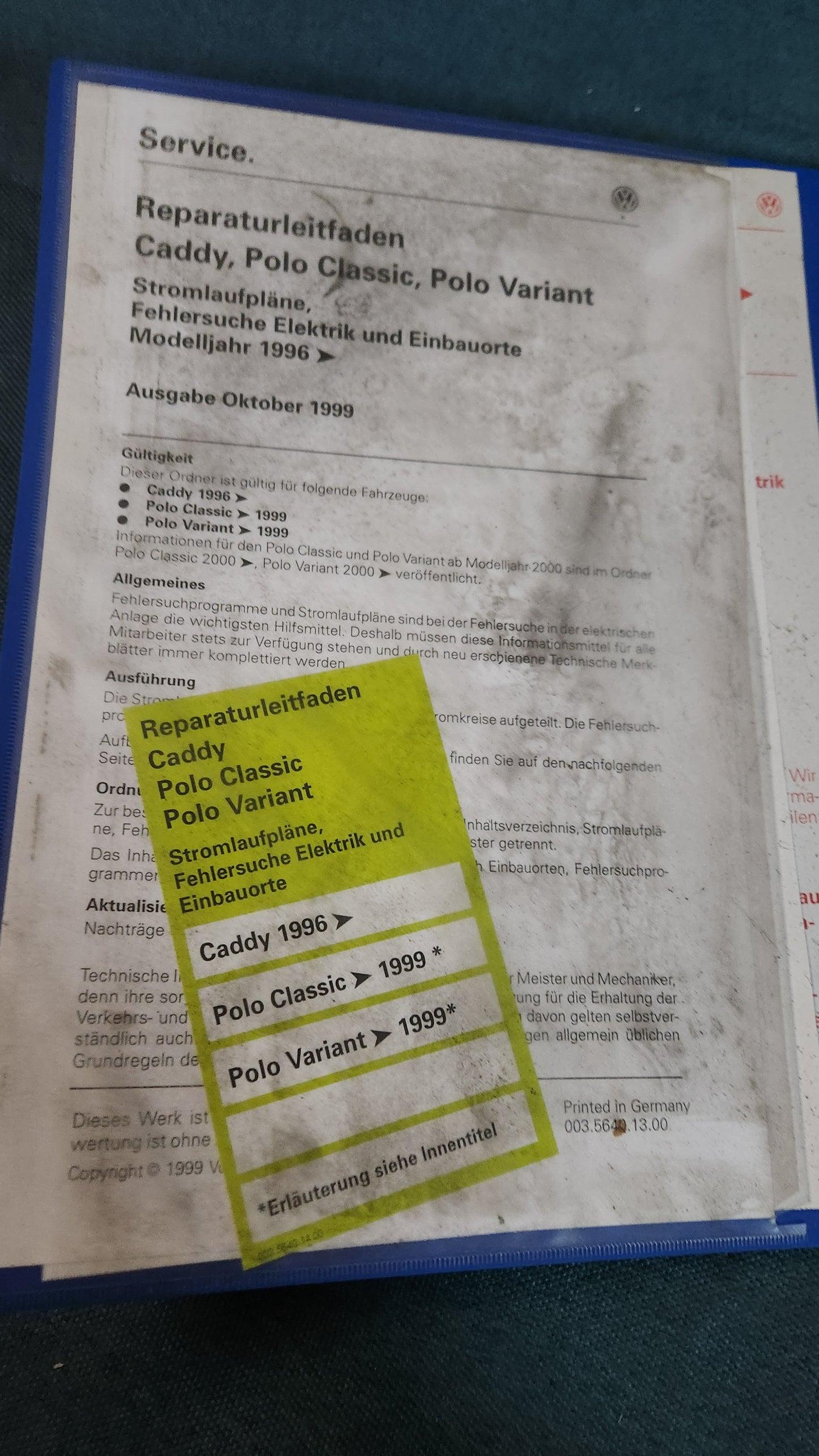 Polo 6N Caddy 9KV Stromlaufpläne Werkstattbuch Reparaturleitfaden