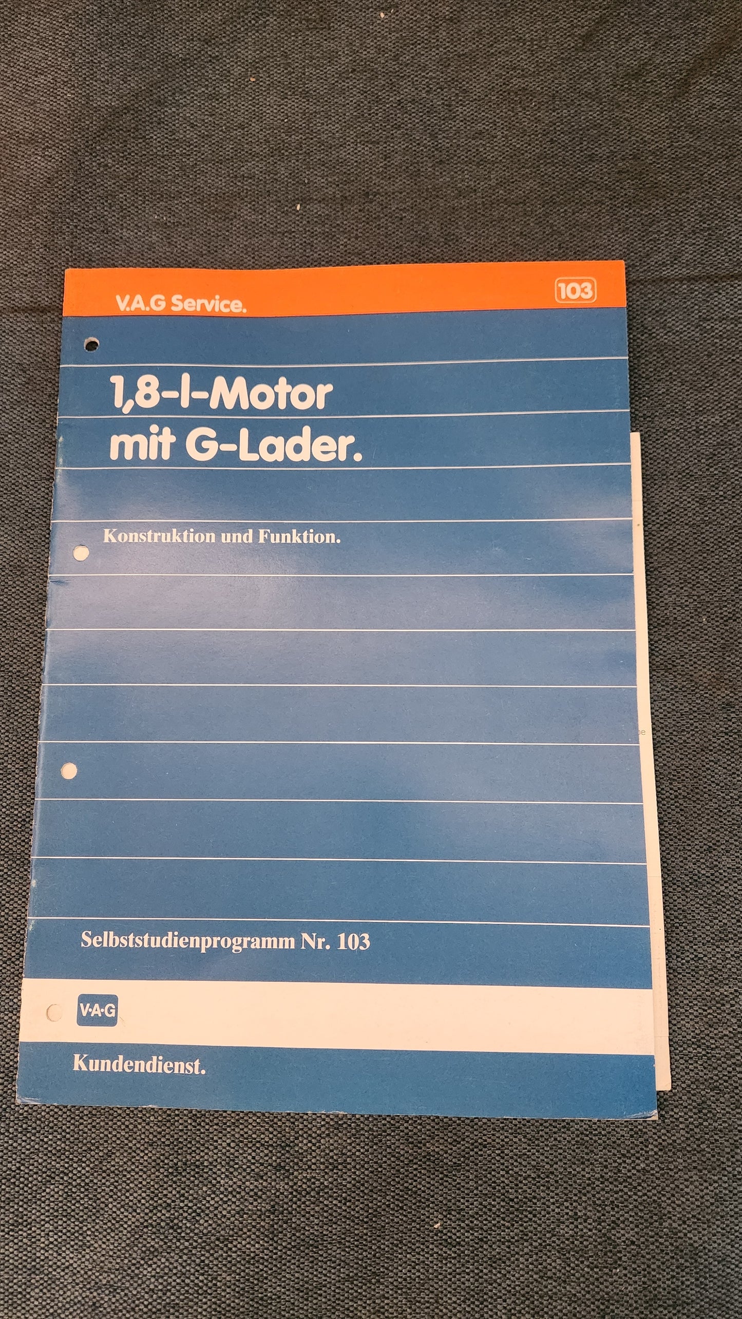 1.8L Motor mit G60 Lader Selbststudienprogramm Nr. 103 Reparaturleitfaden Werkstattbuch
