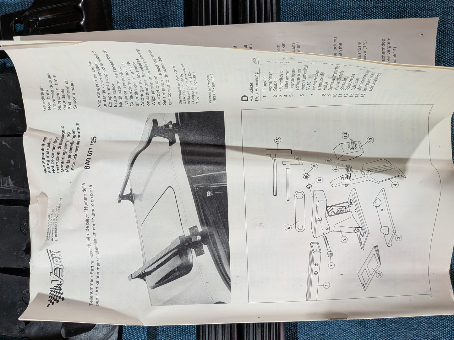 Dachgepäckträger Audi 80/B3/B4 8A0071125 NOS A19
