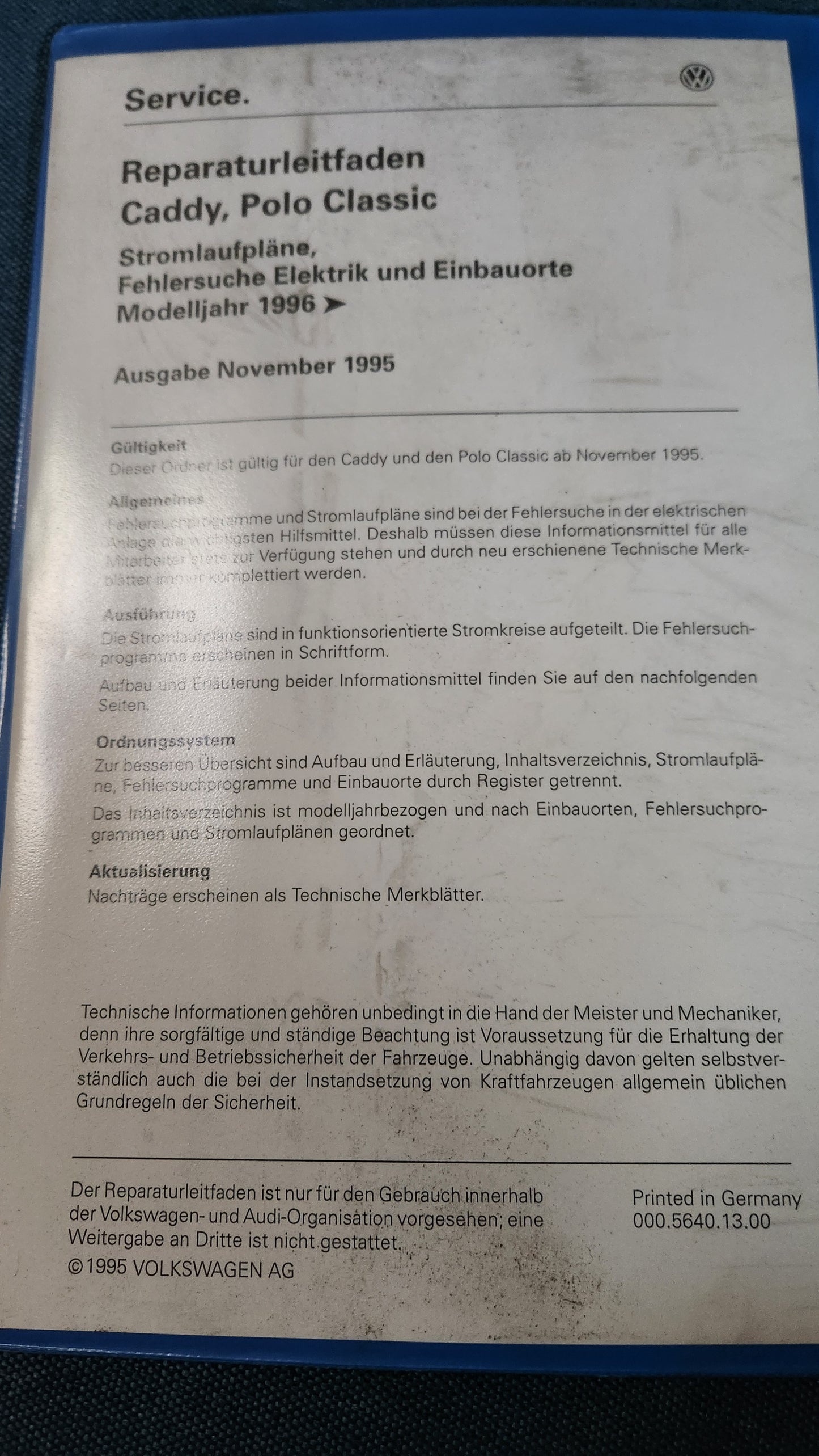 Polo 6N / Caddy 9KV Stromlaufpläne Reparaturleitfaden Werkstattbuch